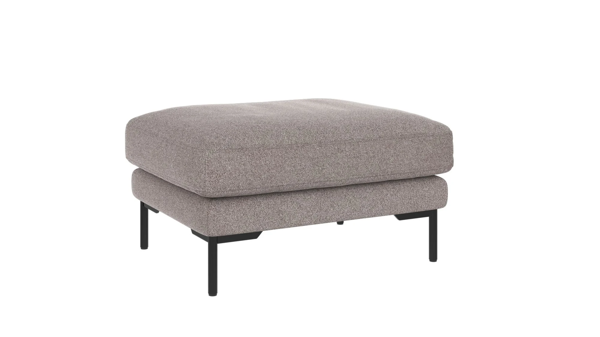 Hocker Corwin, aus Stoff Bezug Brenda in Graubeige, klassisch, gepolstert, Metallgestell schwarz - Rowico