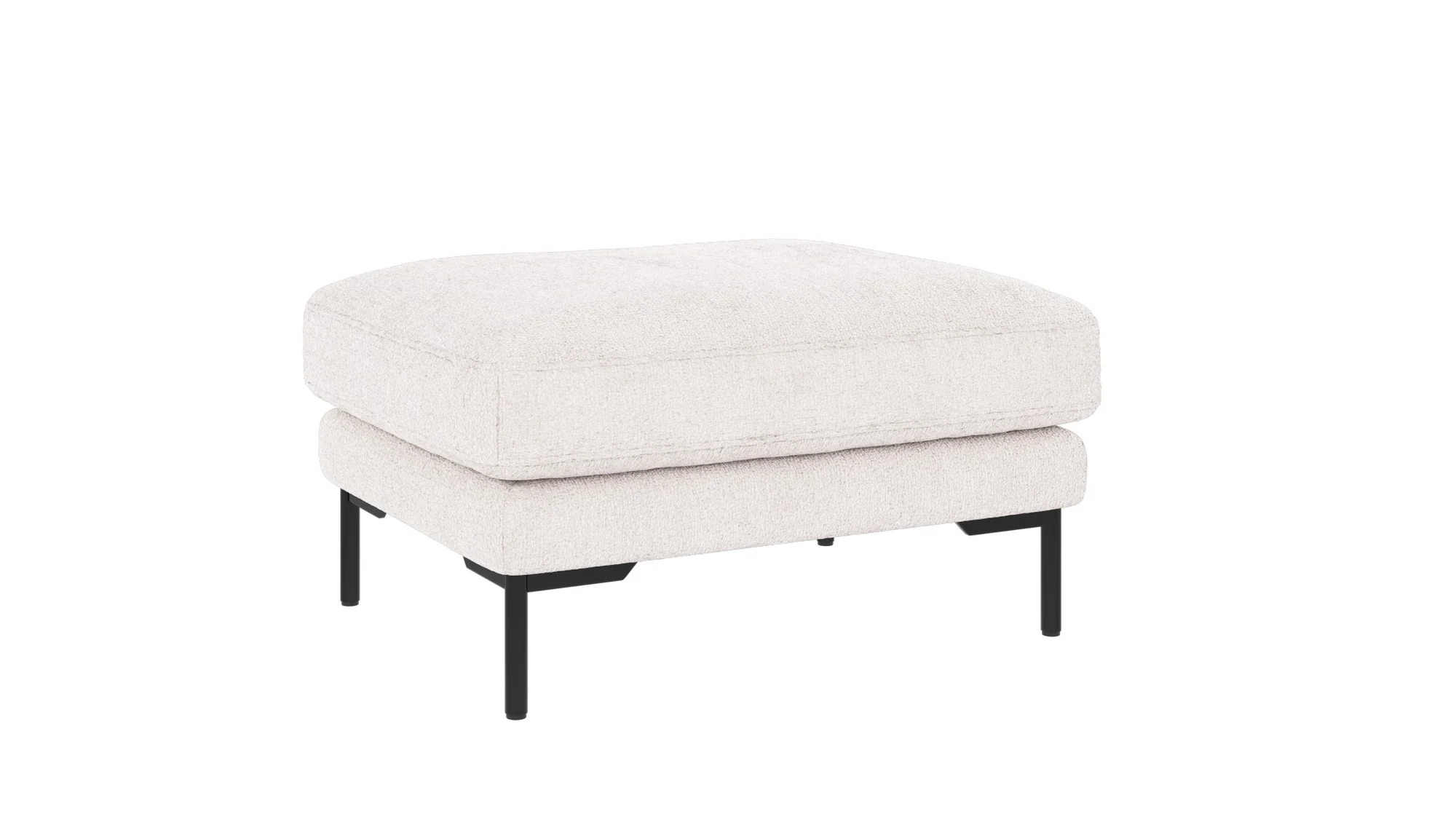 Hocker Corwin, aus Stoffbezug Greg in Weiß, klassischer Stil, Metallgestell in Schwarz, FSC-zertifiziert