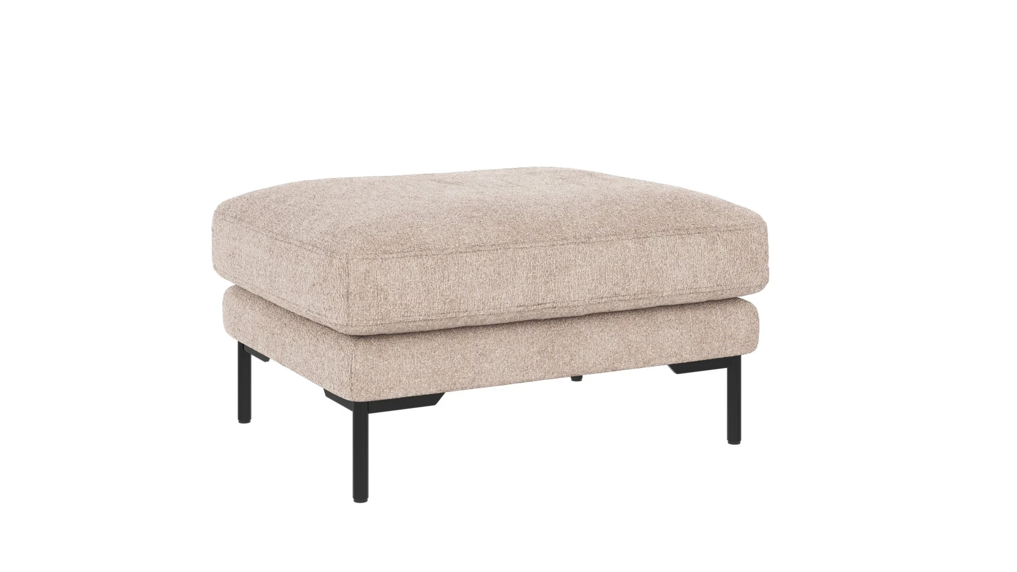 Hocker Corwin mit Bezug Greg aus hochwertigem Stoff, klassisch gepolstert, hellbeige, Gestell schwarz - Rowico