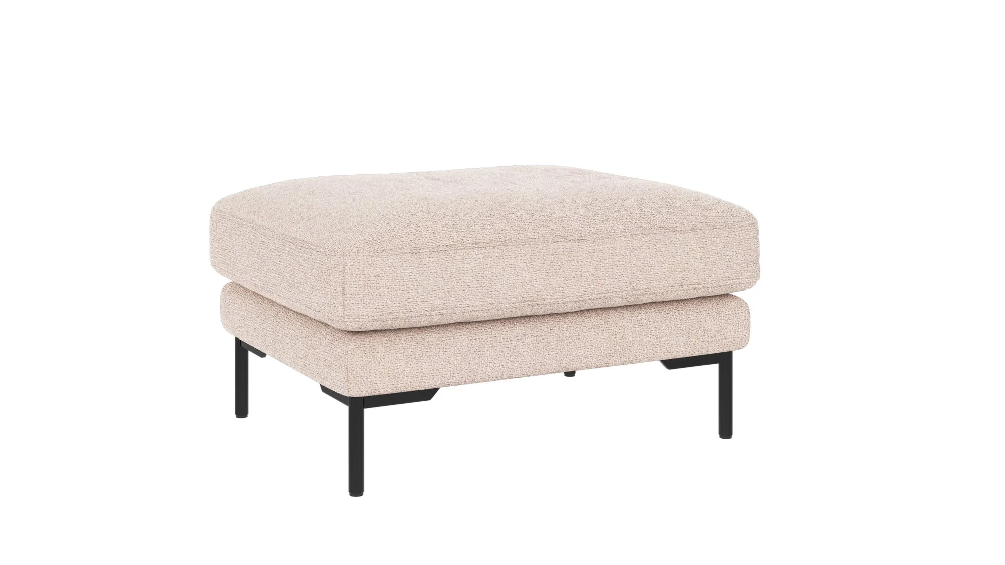 Hocker Corwin mit Bezug aus hochwertigem Stoff, klassischer Stil, hellbeige, gepolstert, Gestell schwarz - Rowico