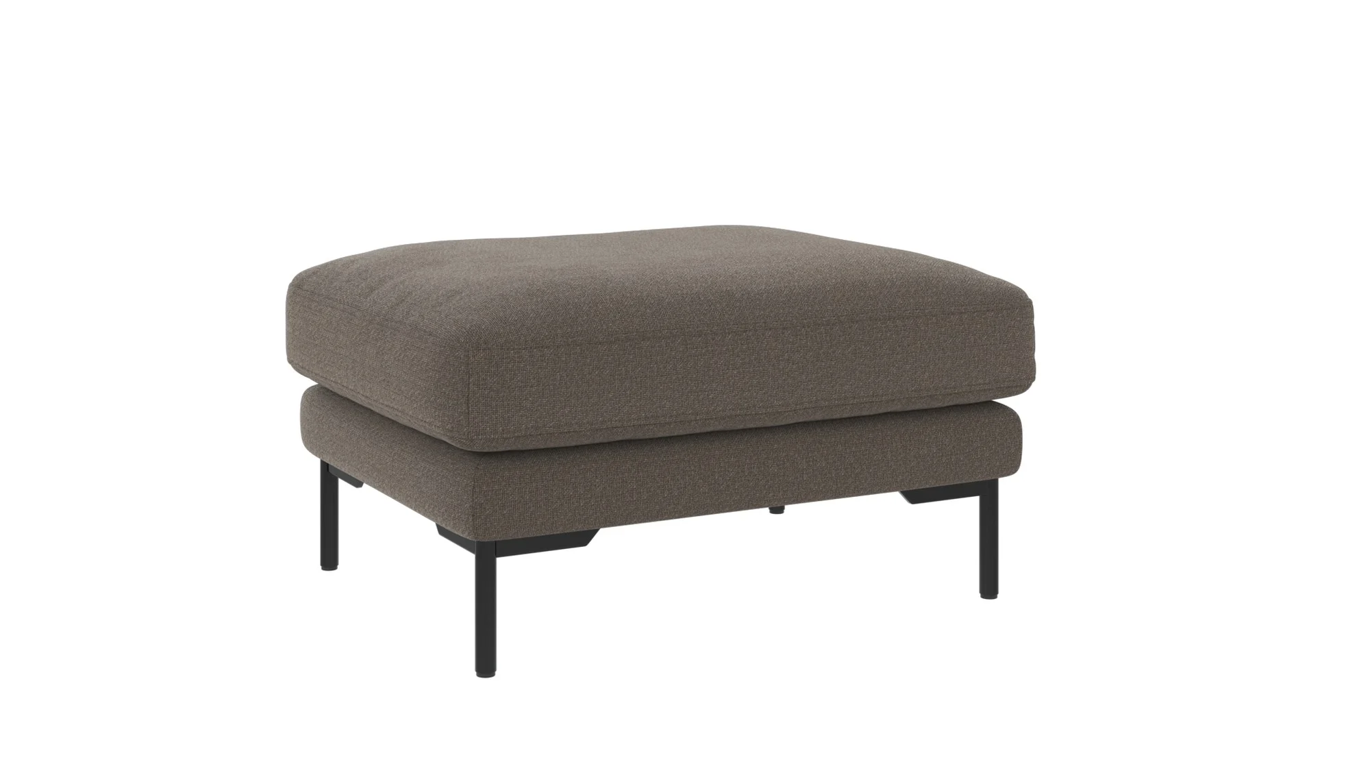 Hocker Corwin mit Bezug Rita aus Stoff, klassisch gepolstert, mittelgrau, Metallgestell, FSC-zertifiziert