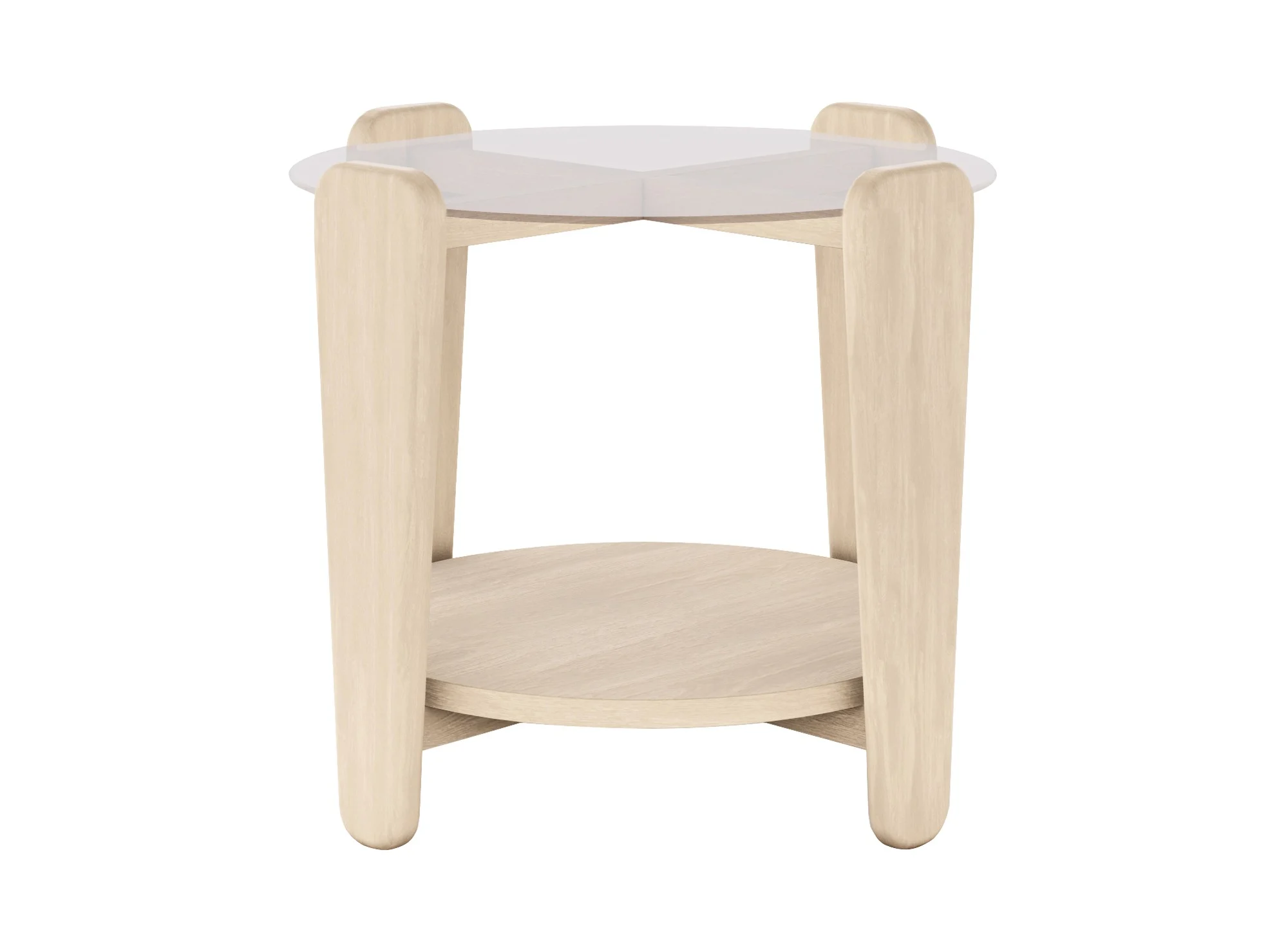 Couchtisch Arran aus Eiche weiß pigmentiert mit Glasplatte, skandinavischer Stil, rund, 52 cm - Rowico