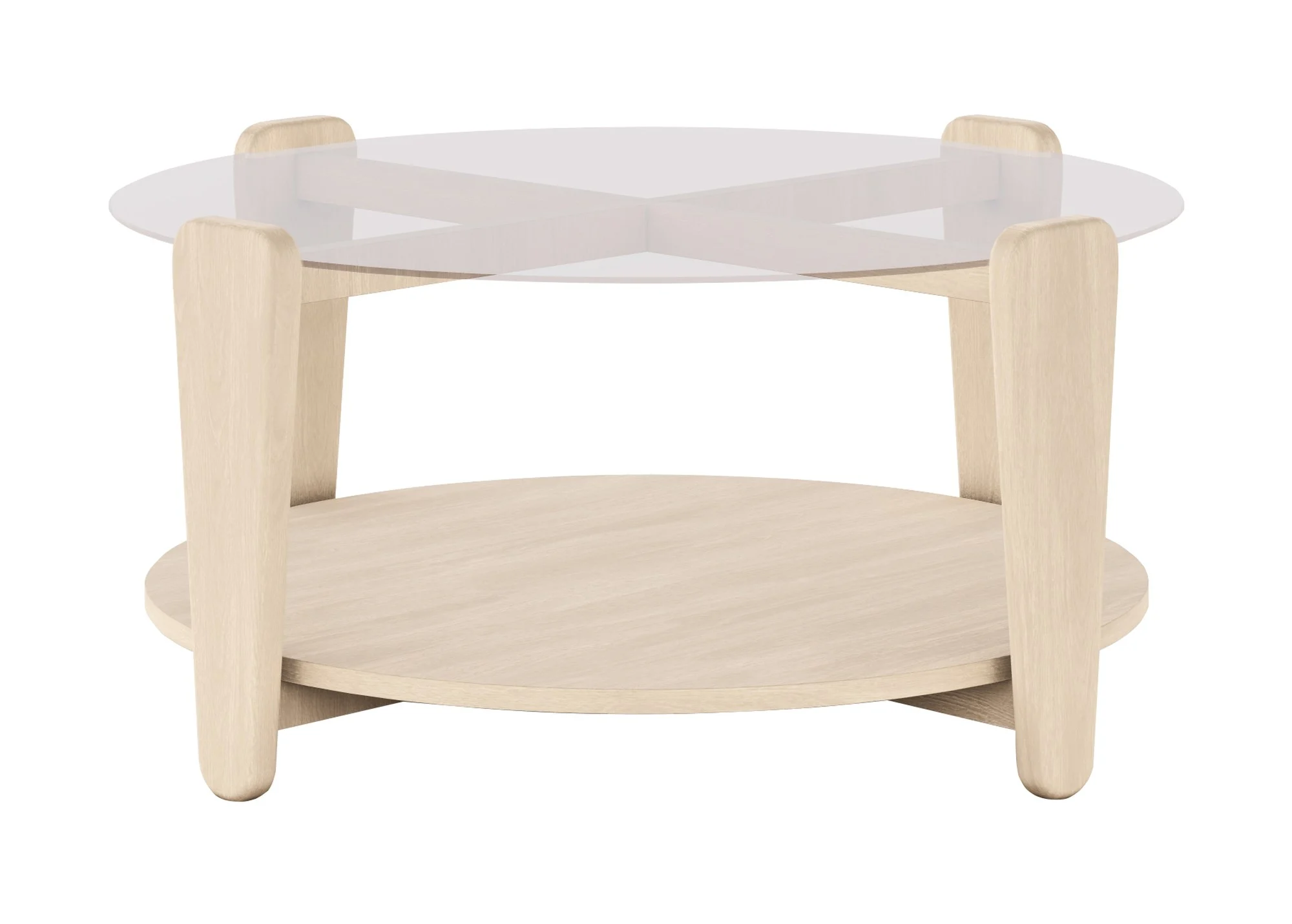 Couchtisch Arran aus Eiche weiß pigmentiert mit Glasplatte, skandinavischer Stil, 93 cm, transparent - Rowico