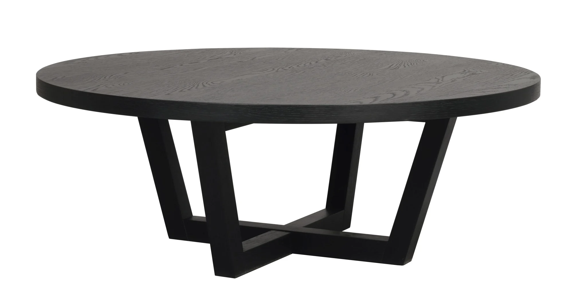 Couchtisch Boxford aus Eiche Furnier, modern rund, schwarz, 110 cm Durchmesser - Rowico