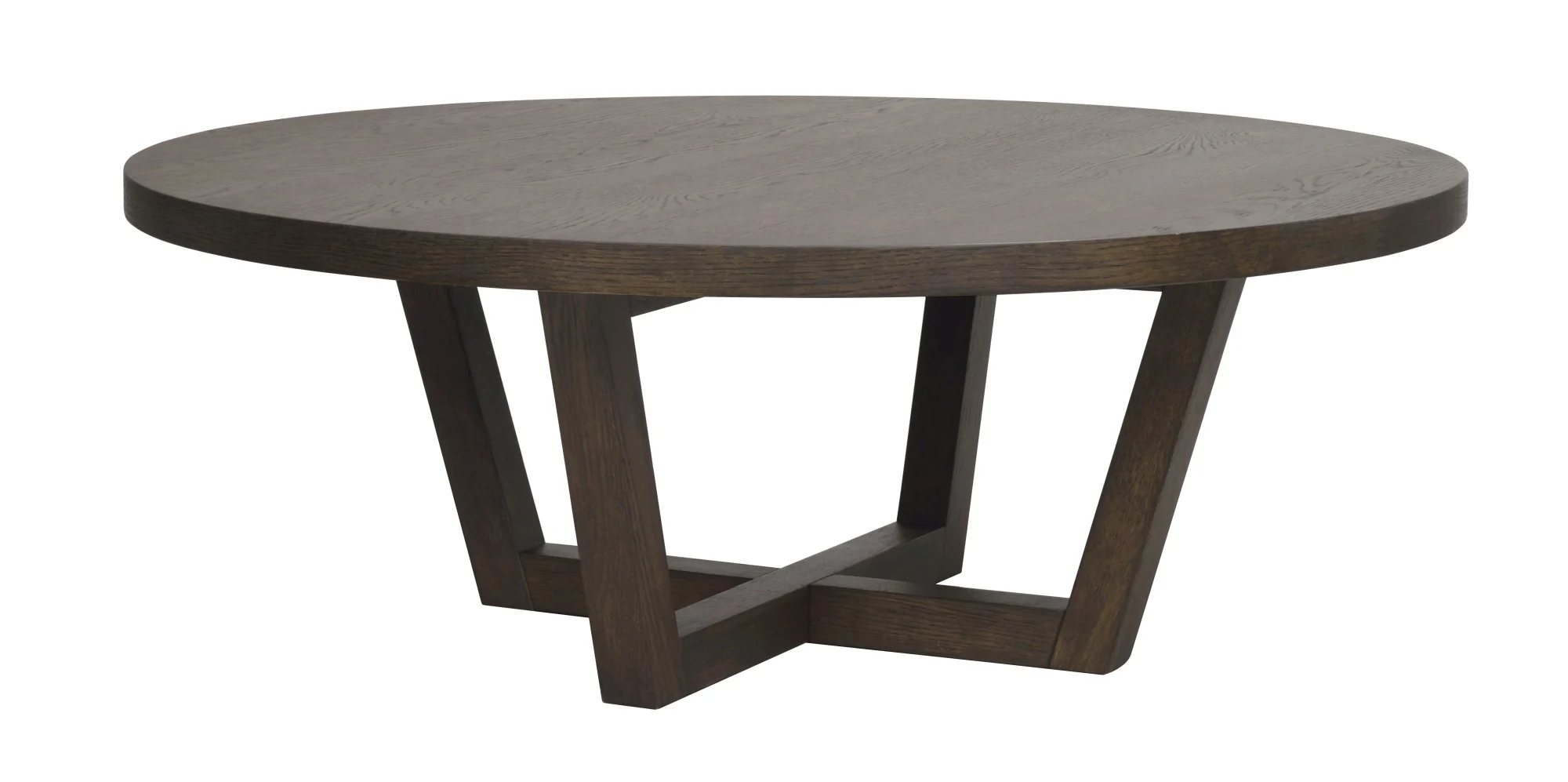 Couchtisch Boxford aus Eiche Furnier, modern rund, Braun, 110 cm Durchmesser, Rowico