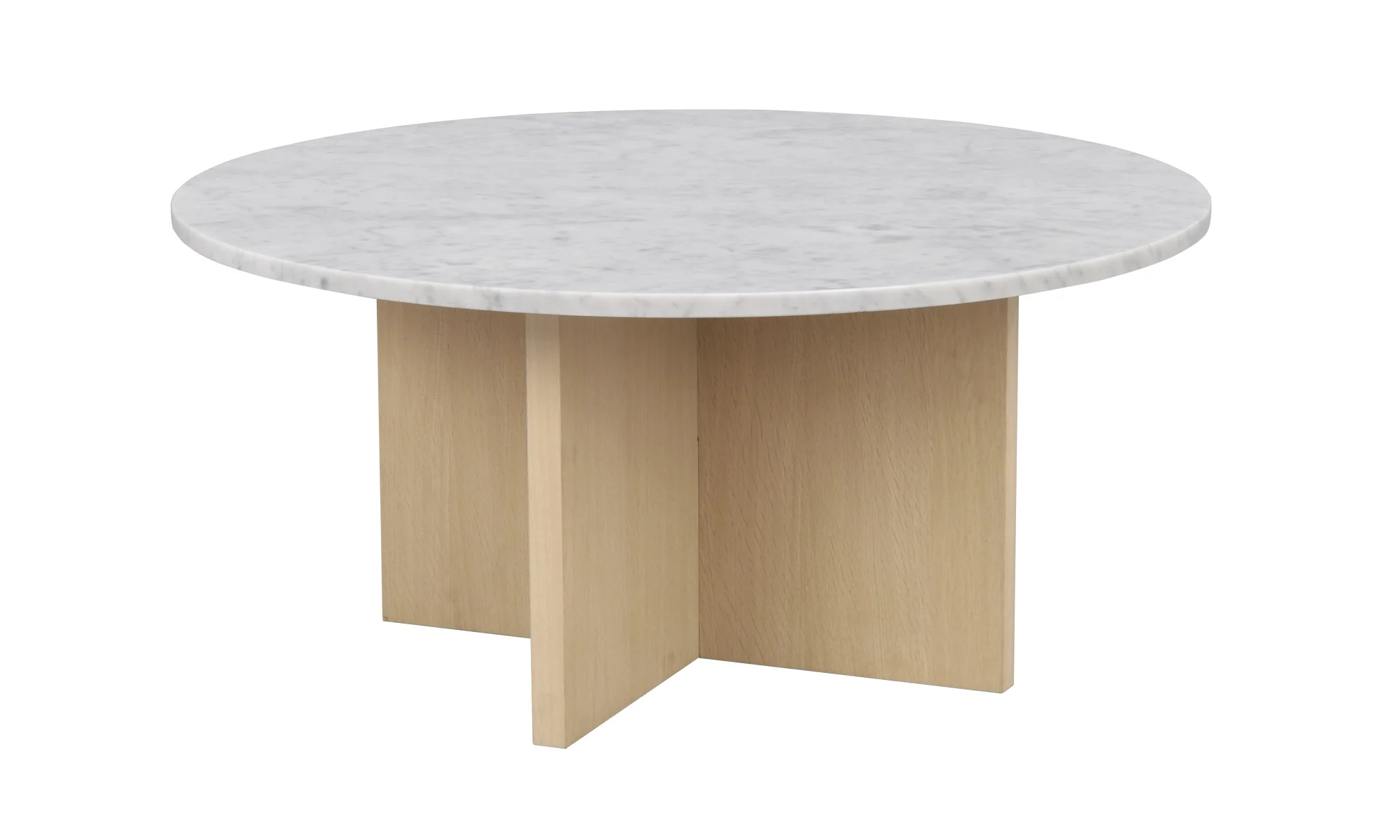 Couchtisch Brooksville aus Marmor, rundes Design, klassisch, Weiß / Weiß, 90 cm - Rowico