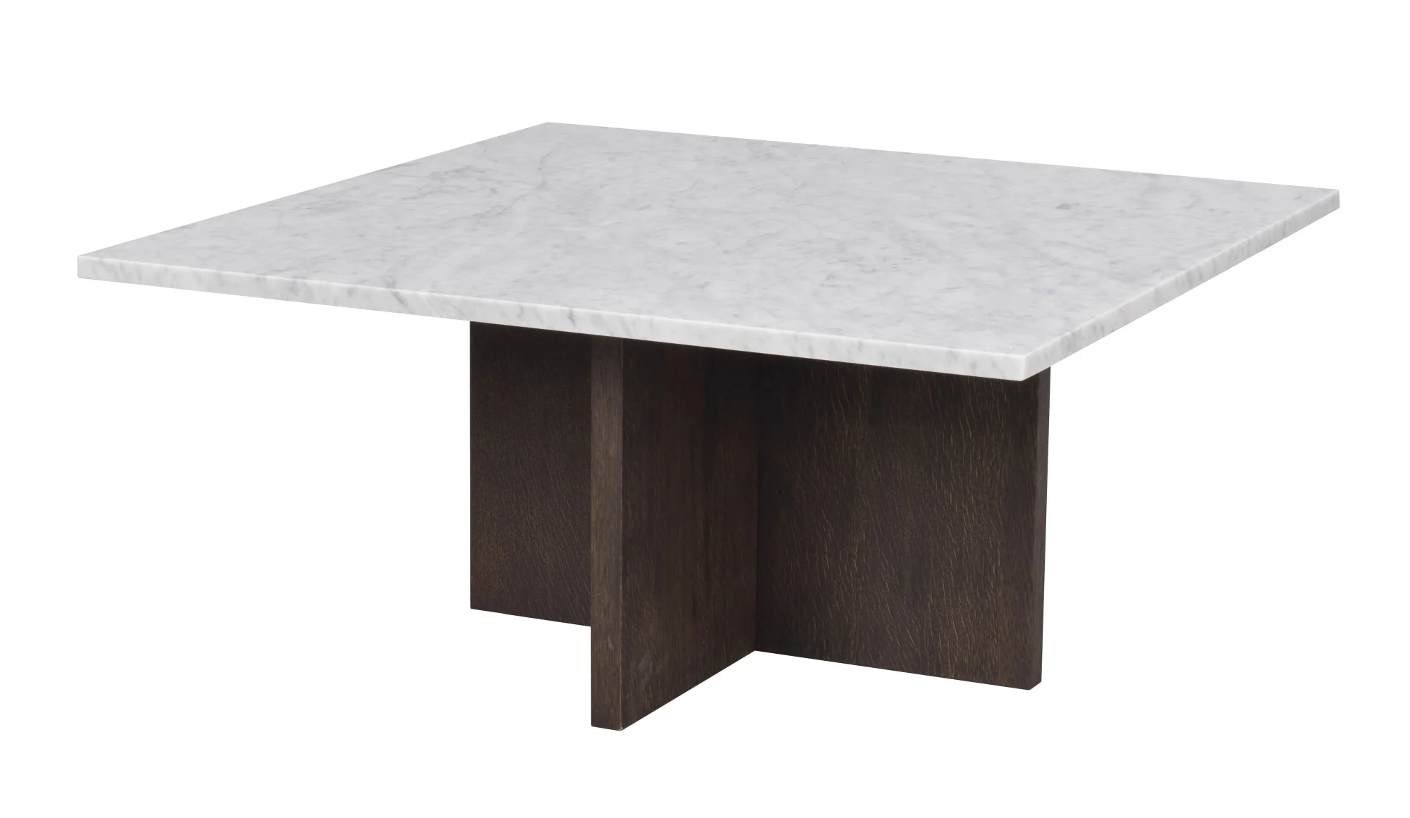 Couchtisch Brooksville aus Marmor, klassisch eckig 90x90 cm, weiß braune Eichenoptik - Rowico