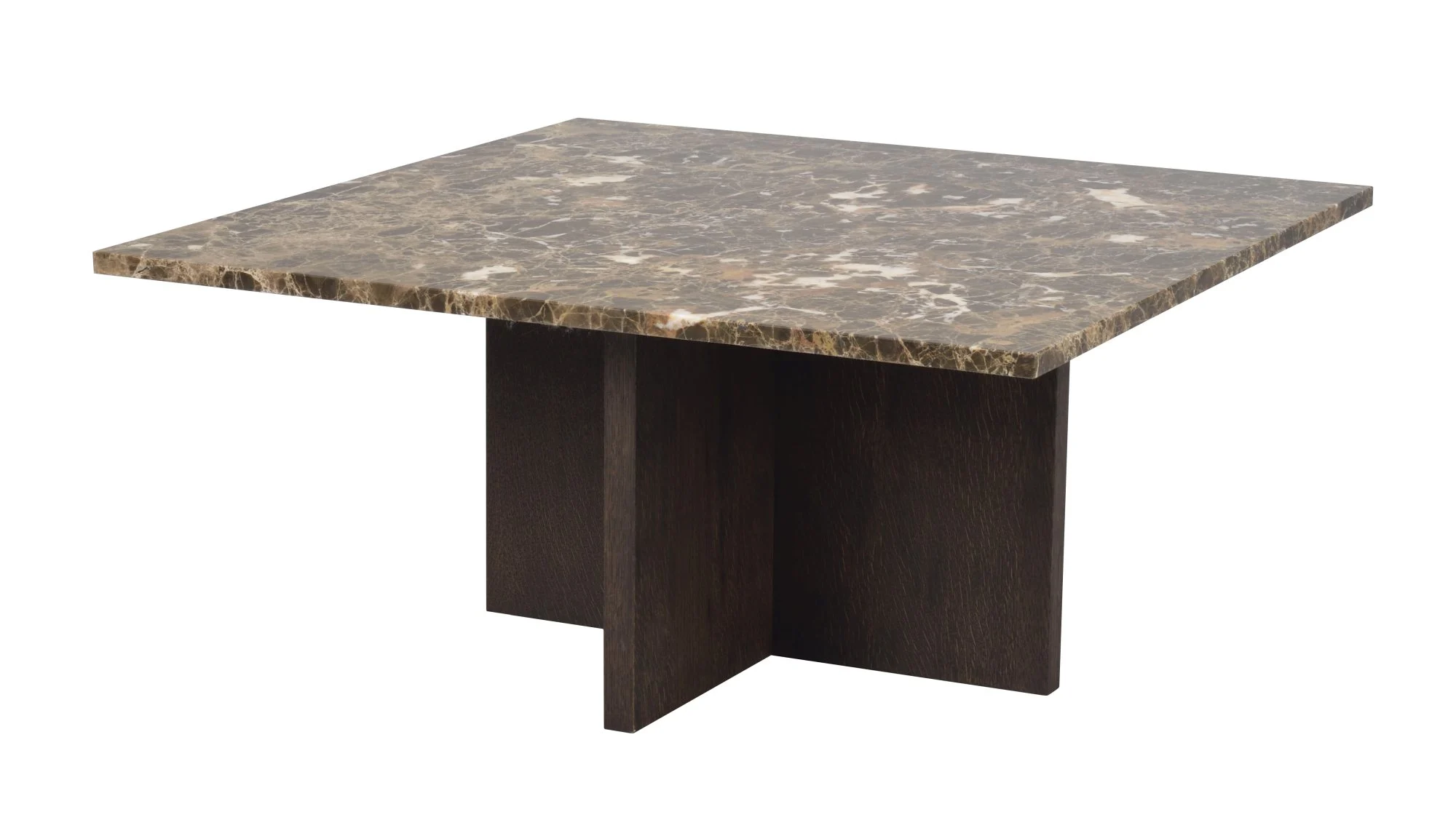 Couchtisch Brooksville aus Marmor, klassisch und eckig 90x90 cm, braun, mit MDF-Gestell