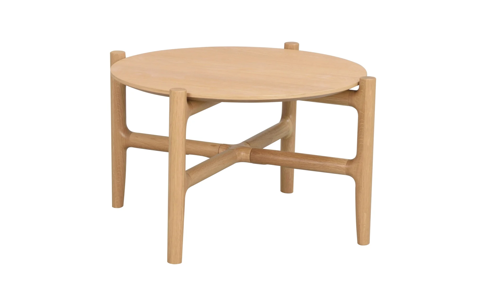 Couchtisch Holton aus Eiche, skandinavisches Design, rund 62 cm, natur, mit Massivholz-Beinen