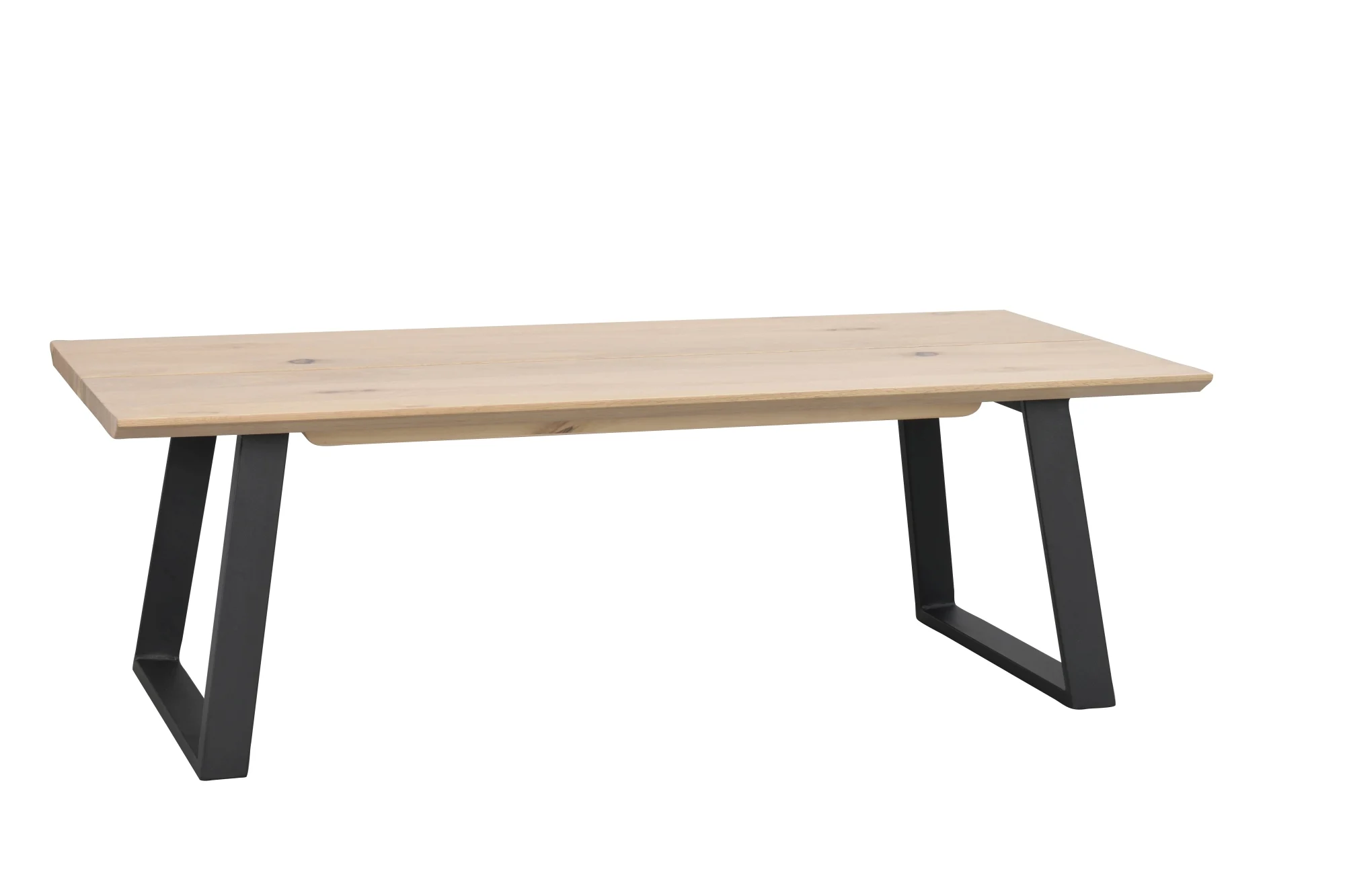 Couchtisch Melville aus Eiche, modern mit U-Gestell, Whitewash, 140x65 cm