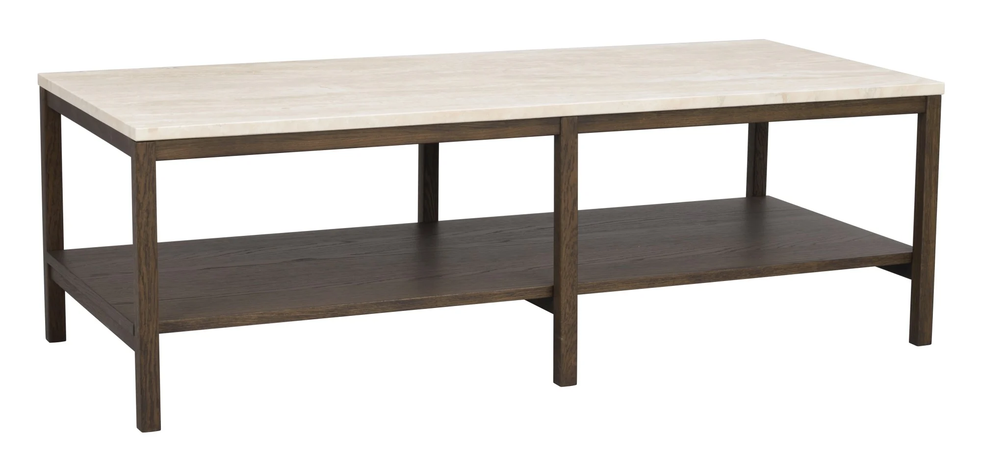 Couchtisch Orwel aus Travertin und Eiche, klassisch, Braun, 140x60 cm, exklusive Steinplatte - Rowico