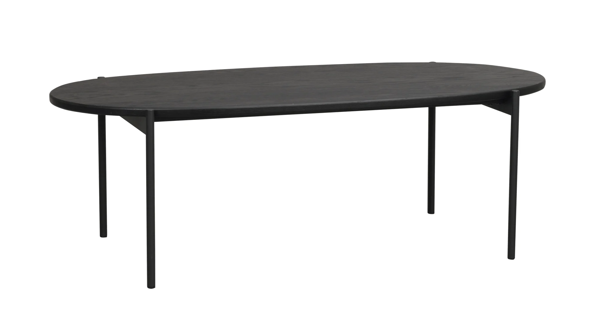 Couchtisch Skye aus Eiche mit Metallgestell, modern oval, schwarz, 120x60x40 cm - Rowico