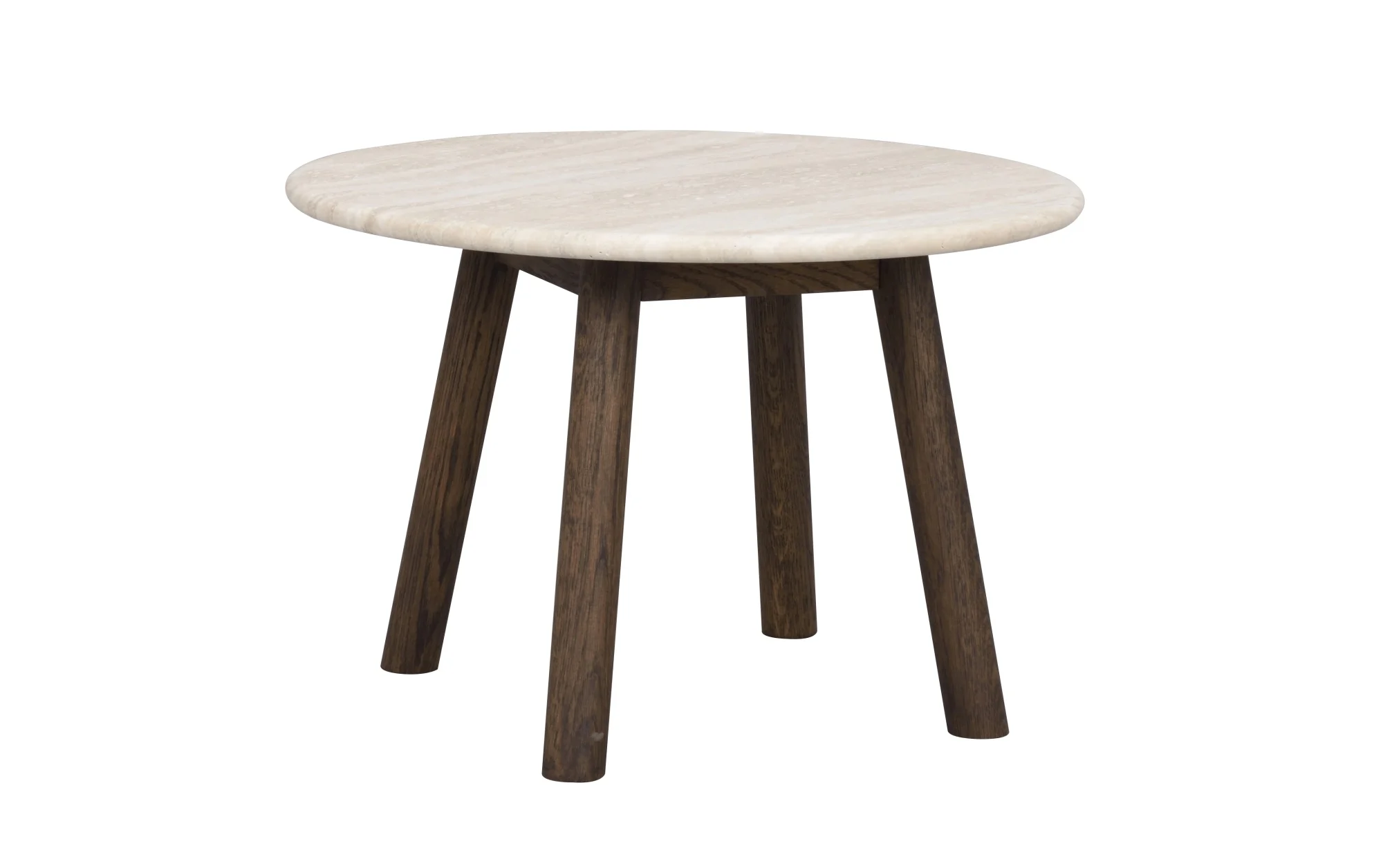 Couchtisch Taransay aus Eiche und Travertin, skandinavisches Design, beige braun, 60x60x40 cm - Rowico