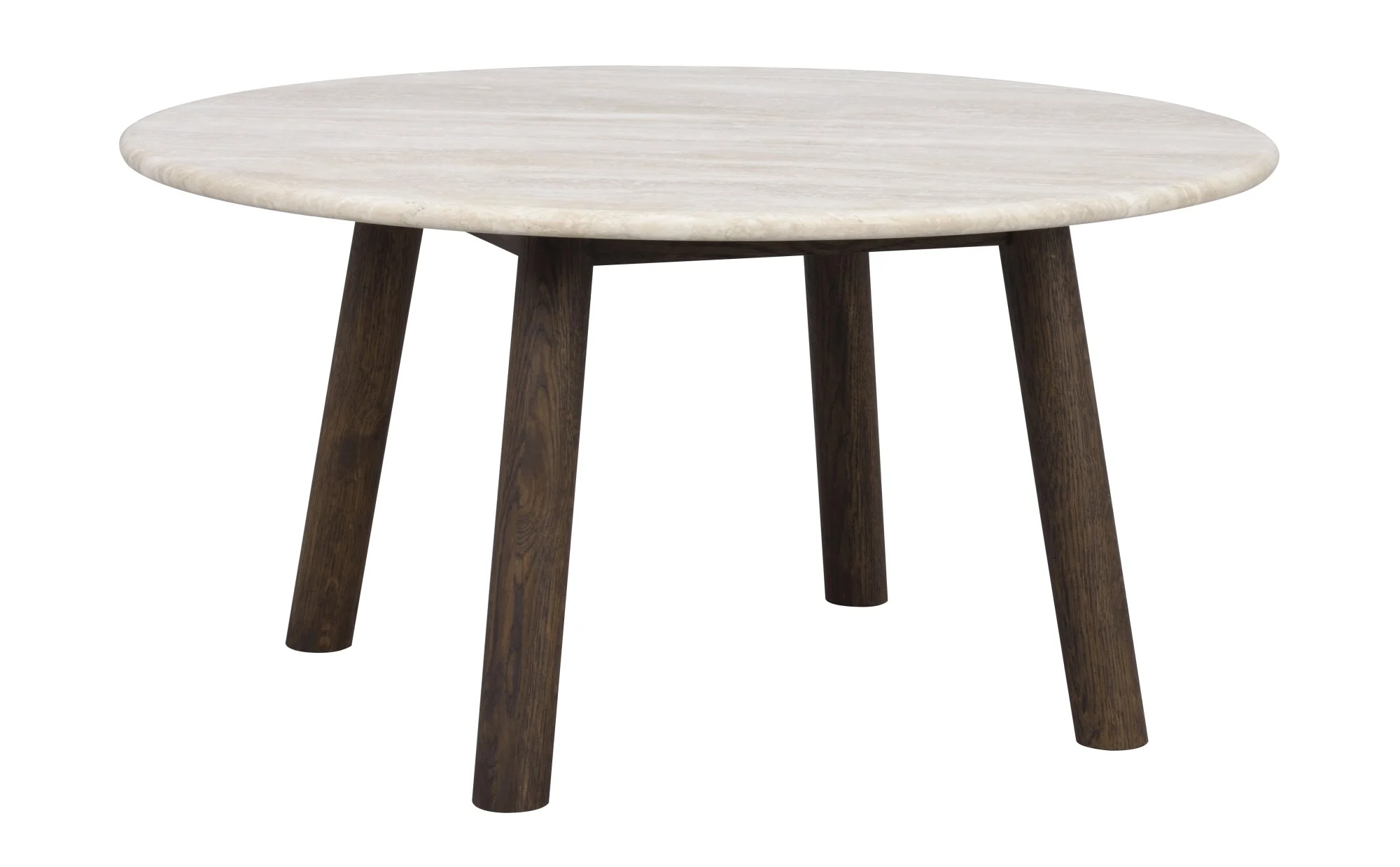 Couchtisch Taransay aus Eiche und Travertin, skandinavischer Stil, beige braun, 90x90x45 cm - Rowico