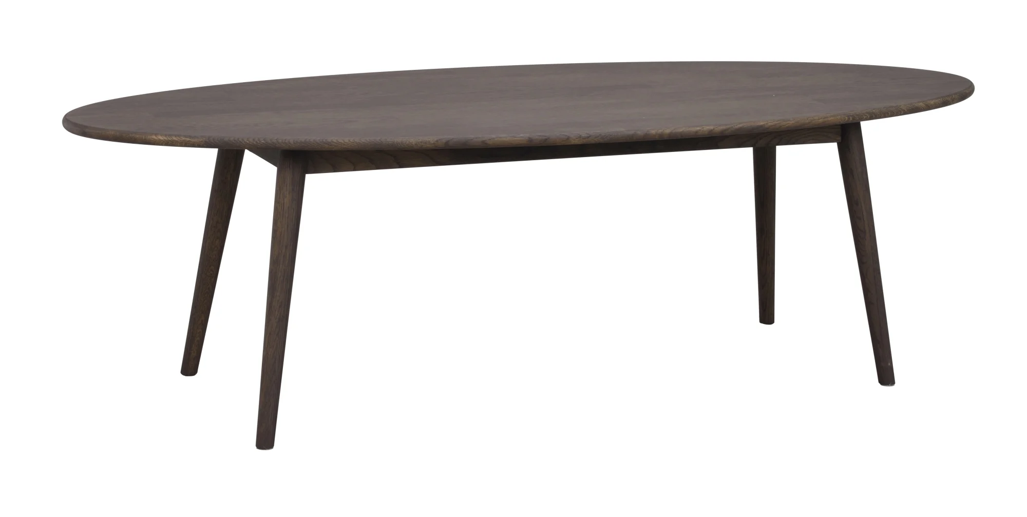 Couchtisch Tompkins aus massiver Eiche, skandinavisches Design, oval, Braun, 150x60x45 cm - Rowico