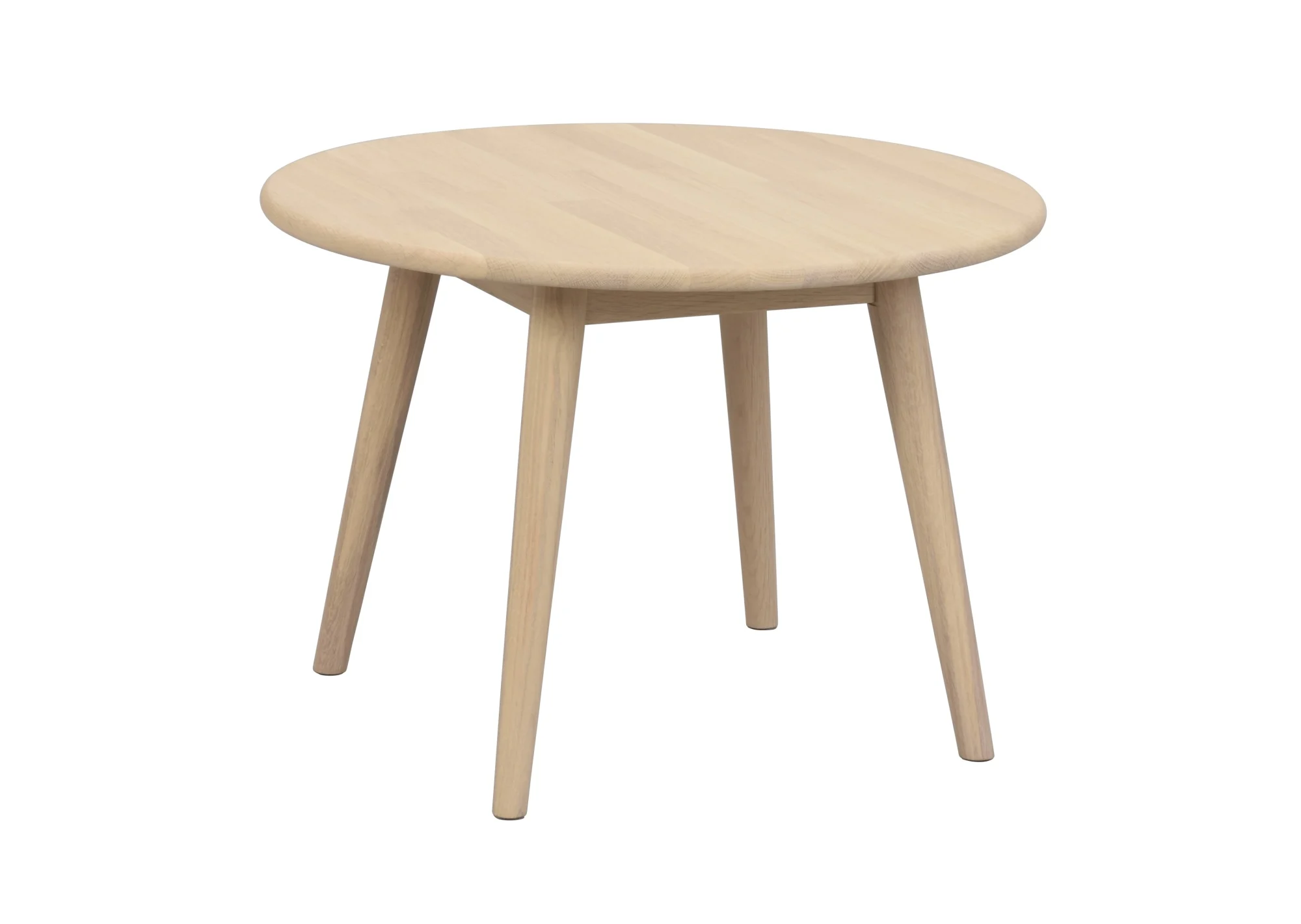 Couchtisch Tompkins Rund 60cm aus Eiche, skandinavisches Design, weiß pigmentiert, FSC-zertifiziert