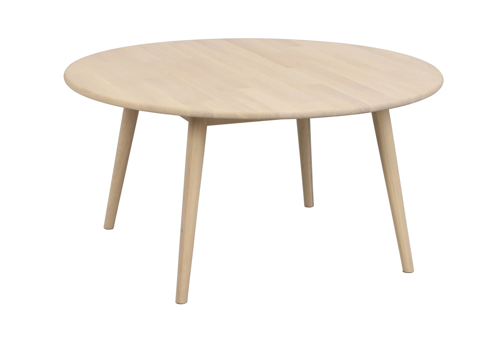 Couchtisch Tompkins aus massiver Eiche, skandinavisches Design, rund 90 cm, Whitewash - Rowico