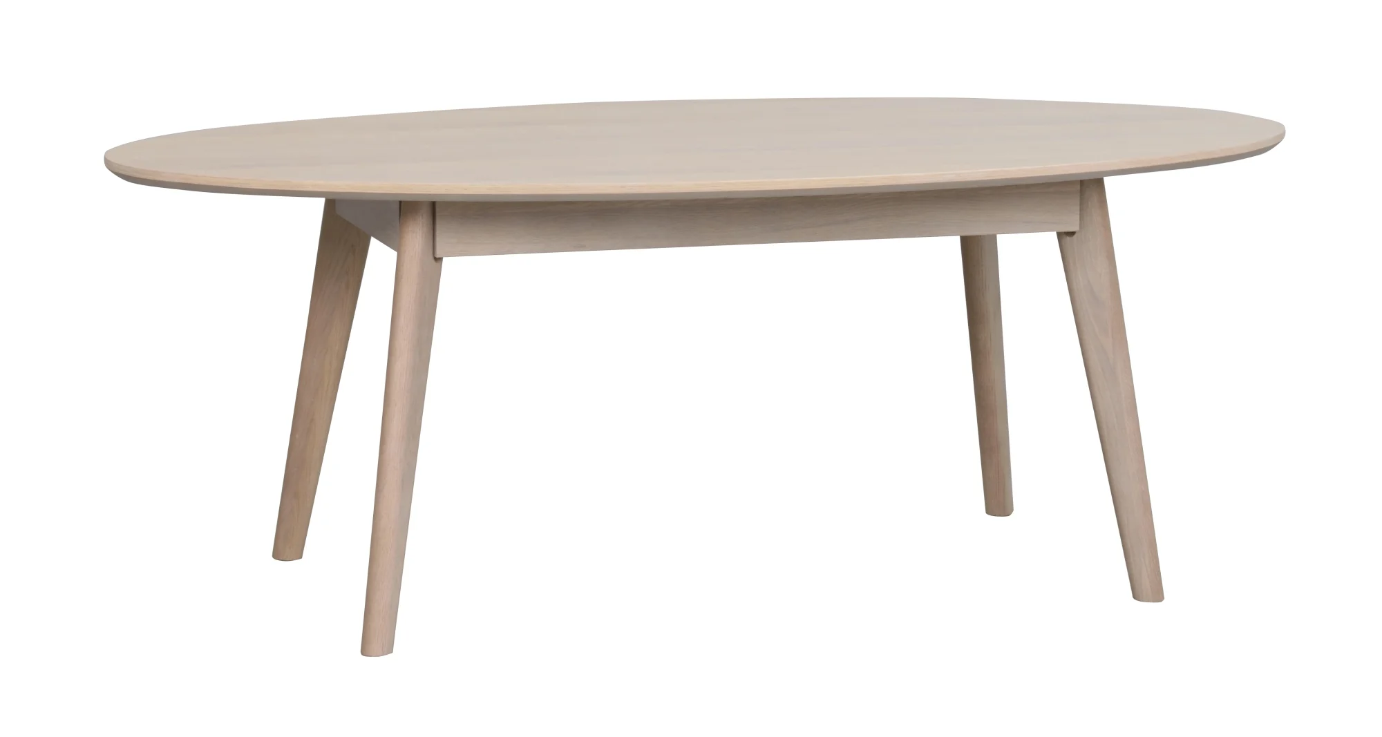 Couchtisch Yumi Oval aus Esche, skandinavisches Design, whitewash, 130x65 cm, Rowico
