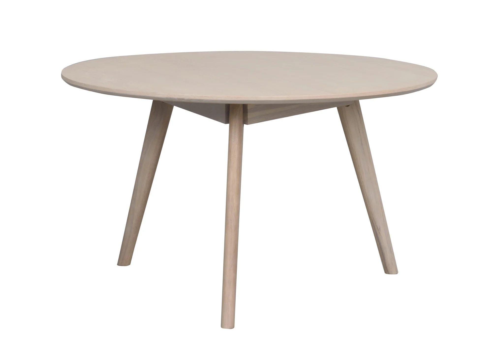 Couchtisch Yumi Rund 90cm aus Esche, skandinavisch, weiß pigmentiert, Whitewash - Rowico