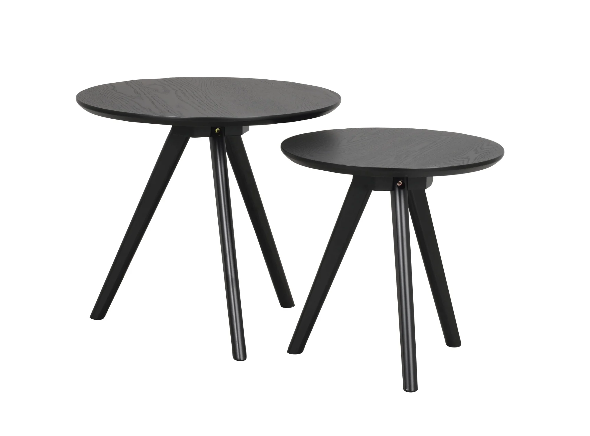 Beistelltisch Yumi 2er-Set aus Esche, skandinavisch, rund, Schwarz, von Rowico