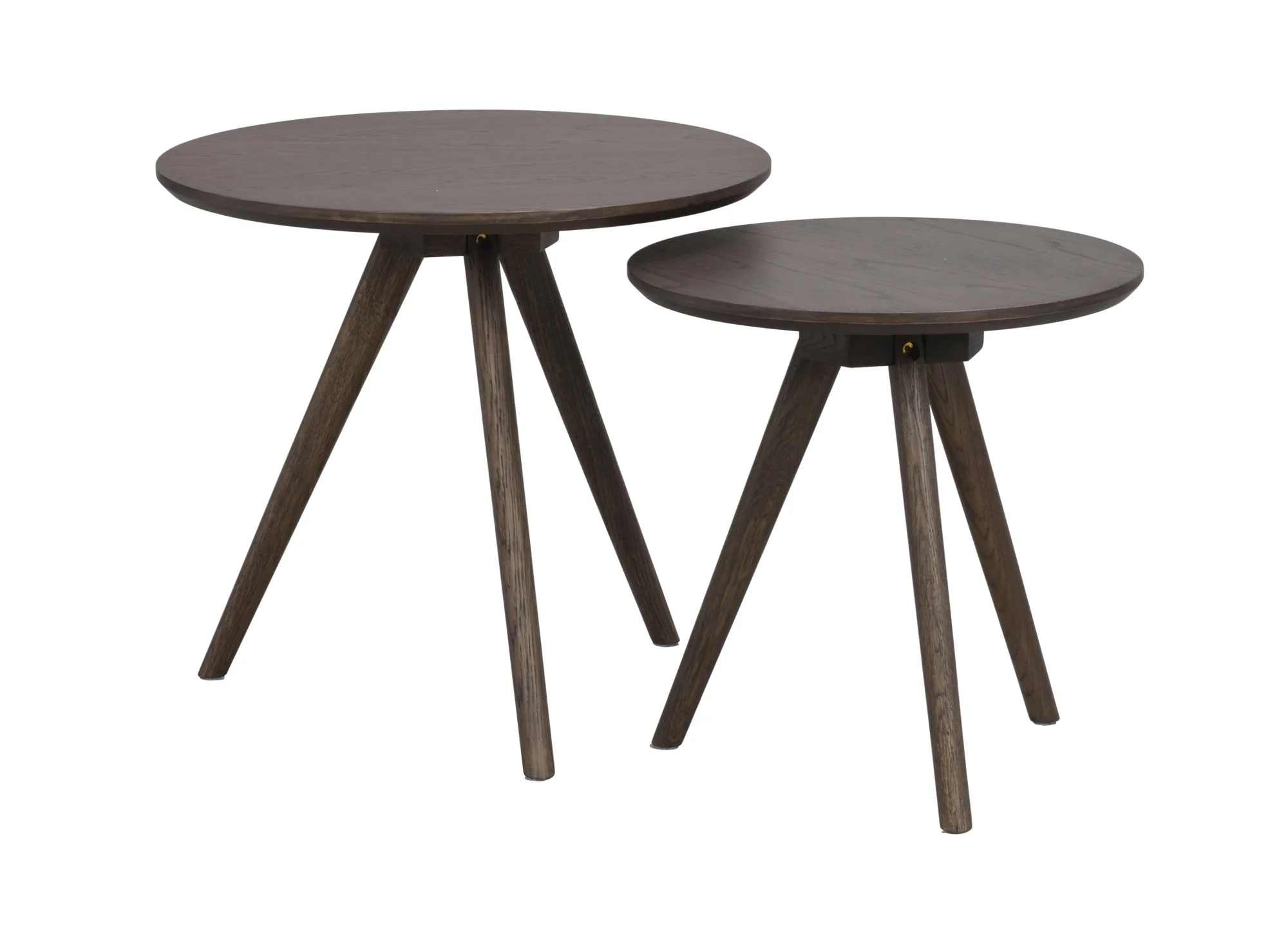 Beistelltisch Yumi 2er-Set aus Esche, skandinavischer Stil, rund, braun, vielseitig für Dein Zuhause
