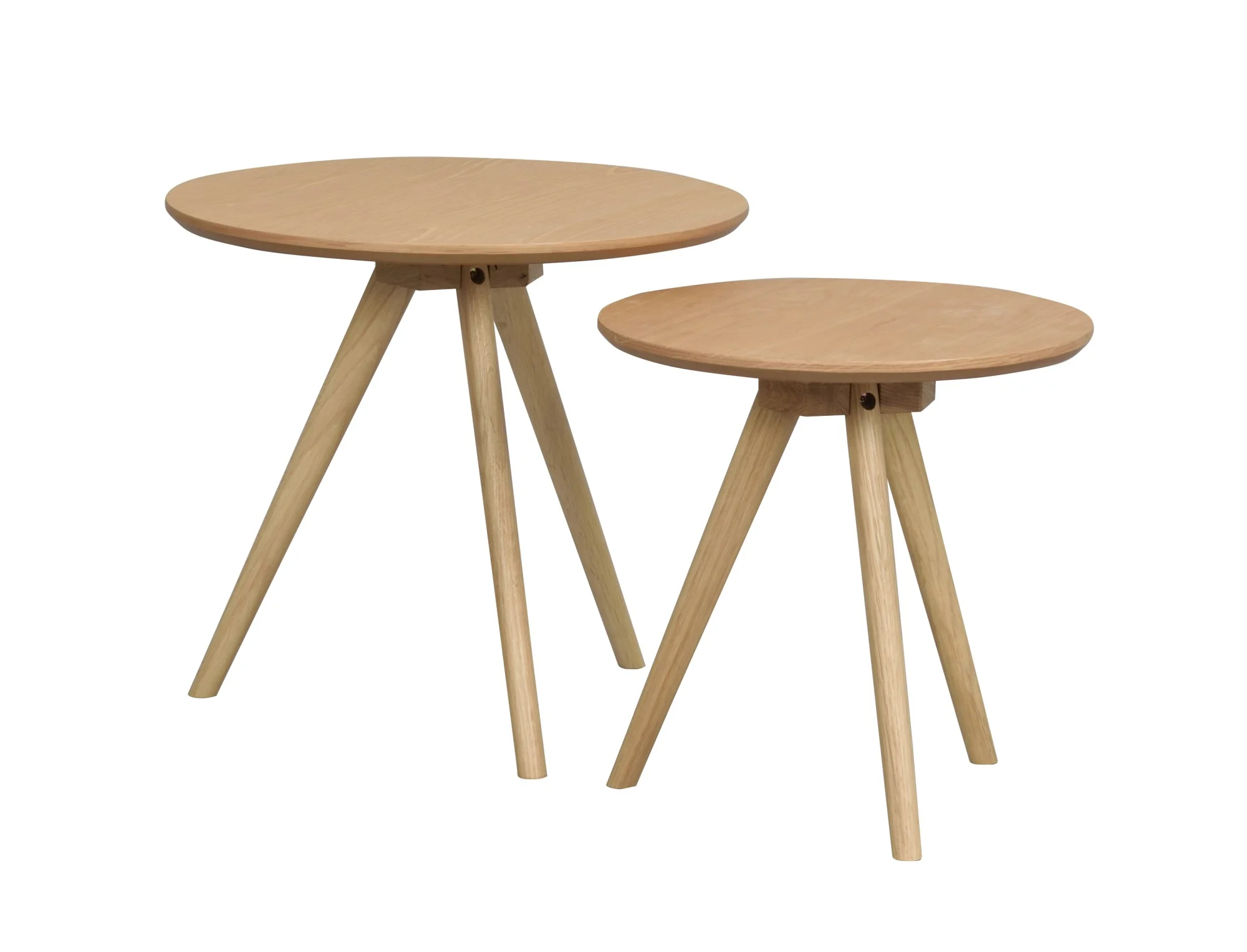 Beistelltisch Yumi 2er-Set aus Esche, skandinavischer Stil, rund, naturfarben, pflegeleicht