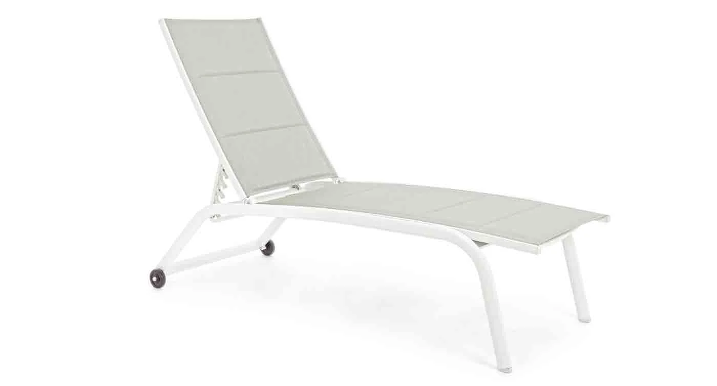 Gartenliege Cleopas 2er-Set, Aluminium und Textilene, modern verstellbar, weiß mit Rädern