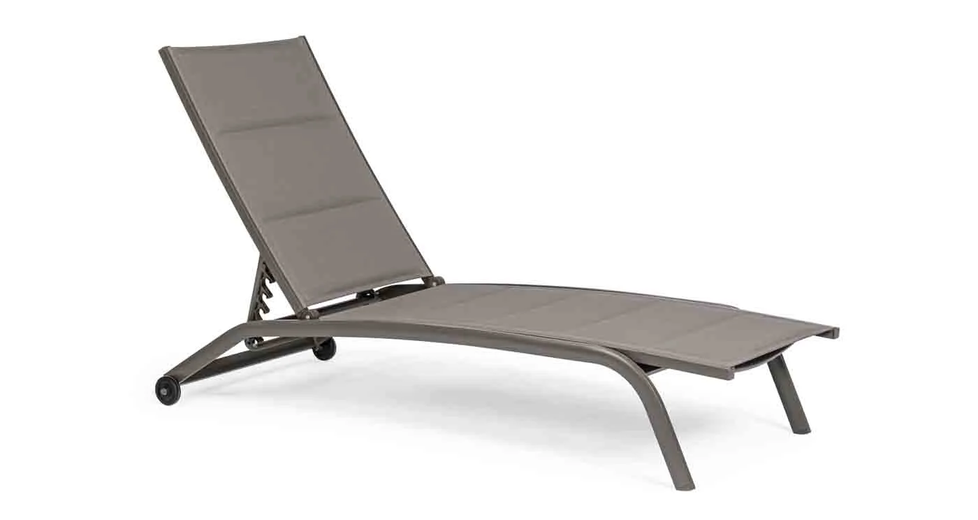 Sonnenliege Cleopass 2er-Set aus Aluminium, modern und verstellbar, taupe, Outdoor-Liege mit Rädern