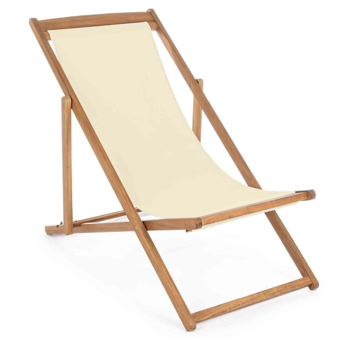 Liegestuhl Noemi 2er-Set aus Akazienholz, modern skandinavisch, klappbar, creme natur, verstellbar