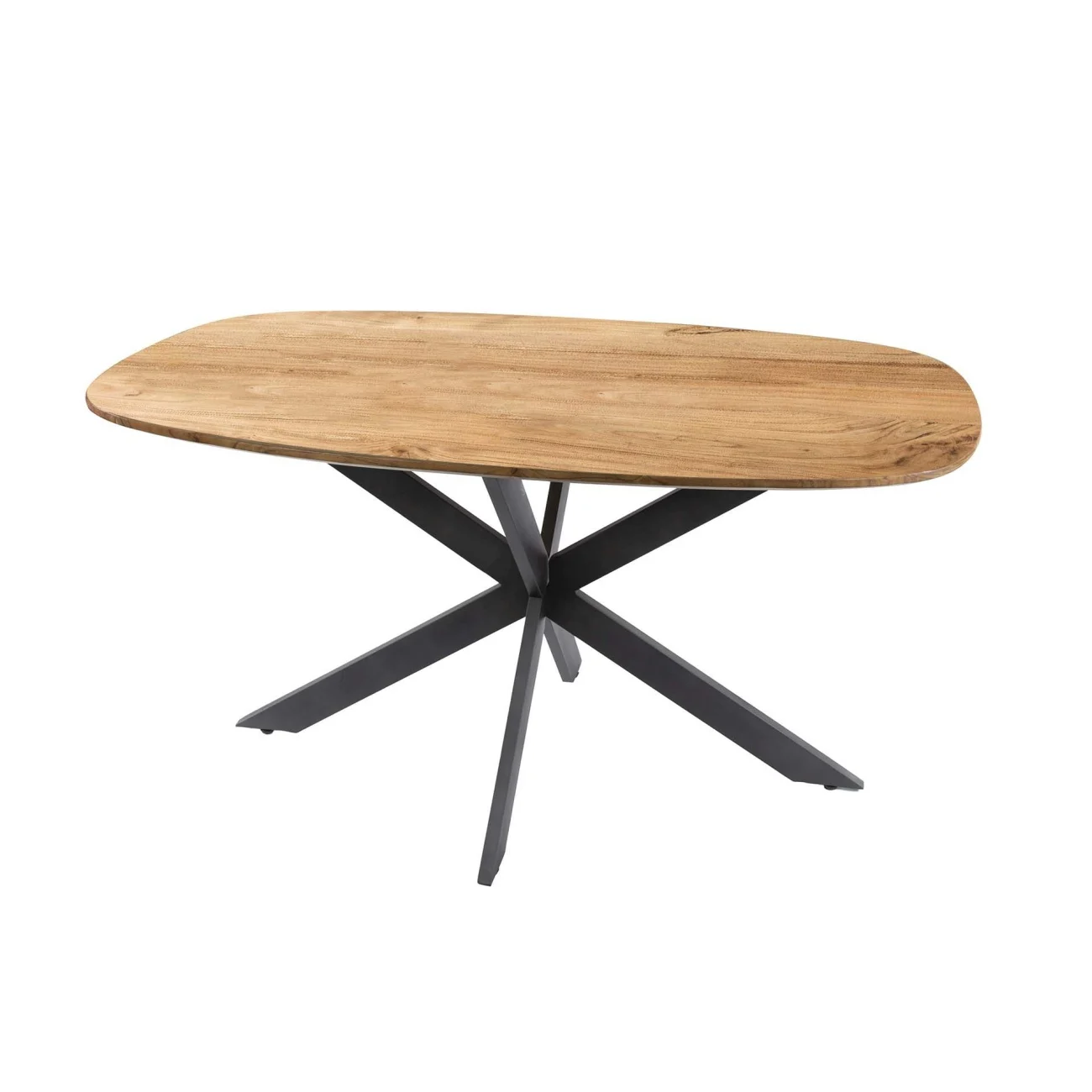 Esstisch aus massivem Akazienholz, skandinavisches Design, Natur, 150 x 90 cm, Spider-Gestell