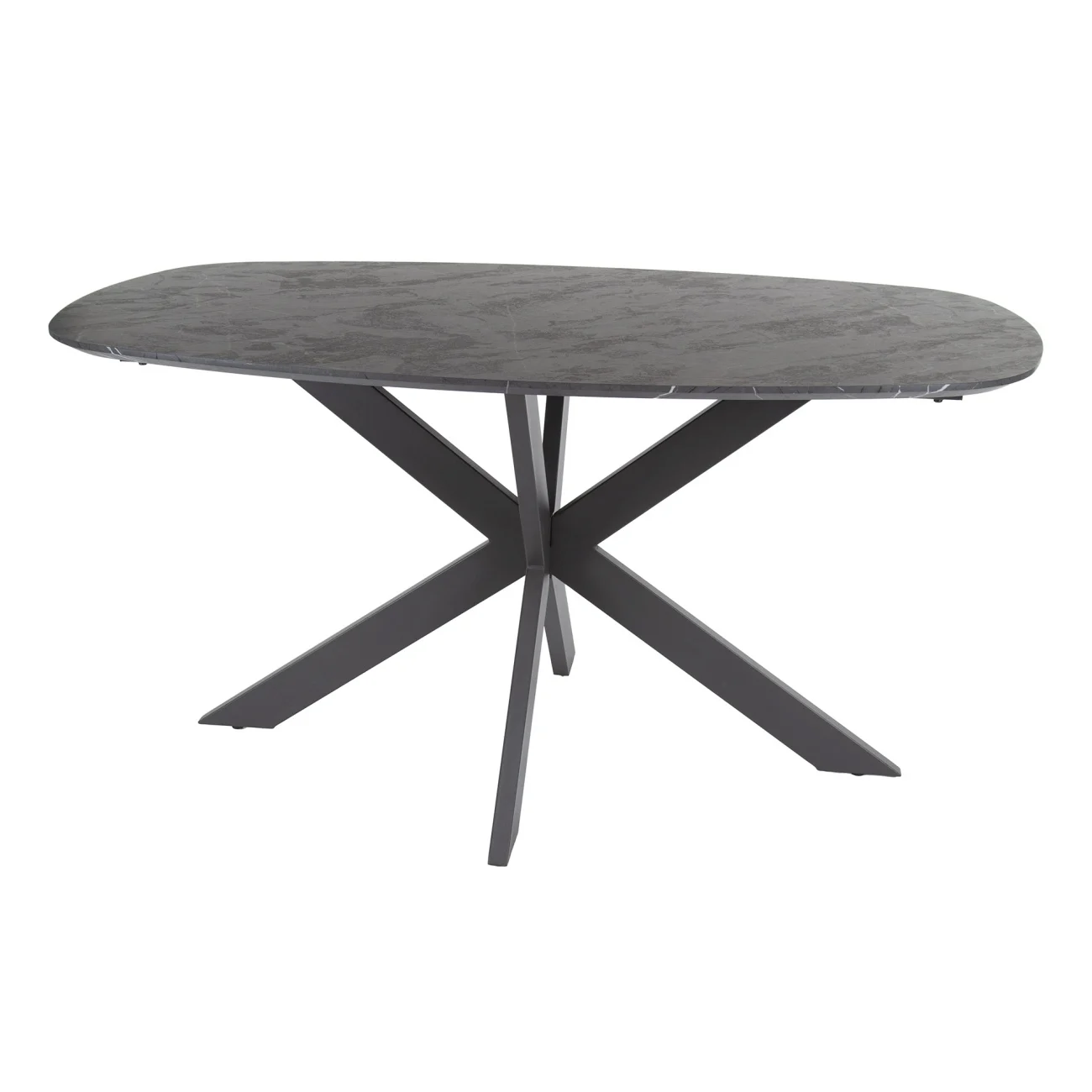 Esstisch oval Melamik, marmorierte Keramikoptik, modern skandinavisch, schwarz, 150 x 90 cm - Feeling4Home