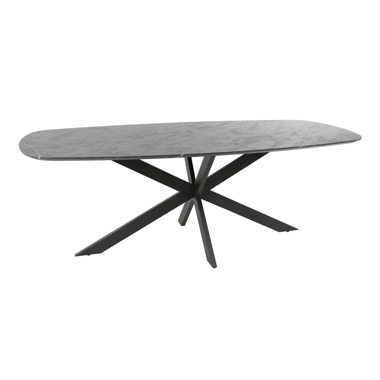 Esstisch Melamik Holz mit schwarzer Keramikoptik, modern und pflegeleicht, oval 215 x 105 cm - Feeling4Home