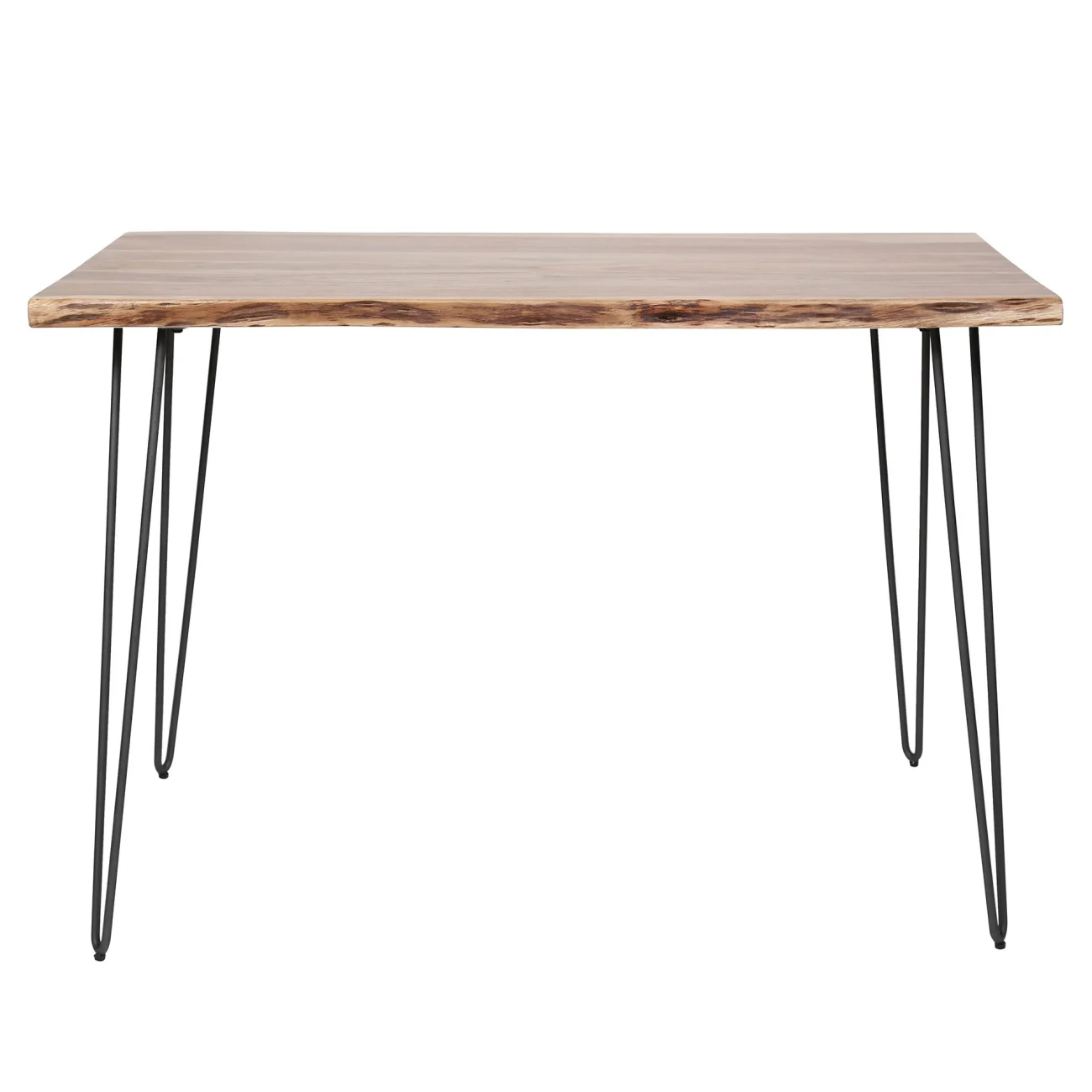 Bartisch Bord Nadel aus massivem Akazienholz, modern mit Baumkante, naturfarben, Metallgestell - Feeling4Home