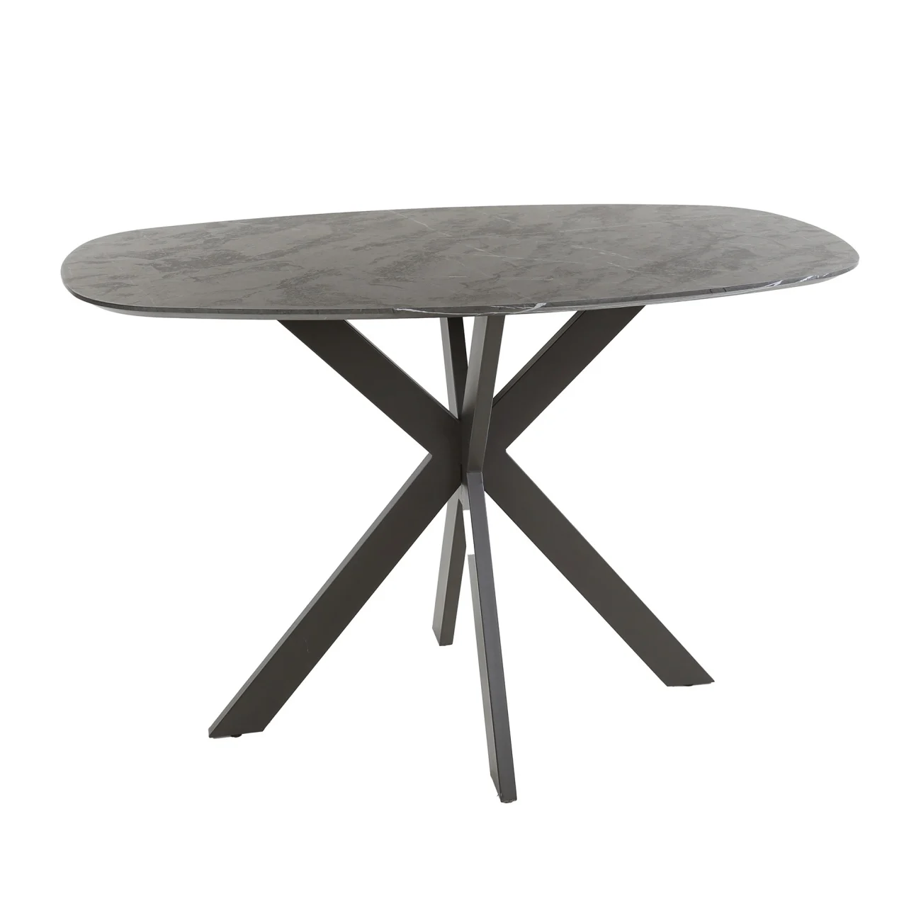Bartisch Melamik in Keramikoptik, oval und modern, schwarz-grau, 140 x 80 cm, pflegeleicht