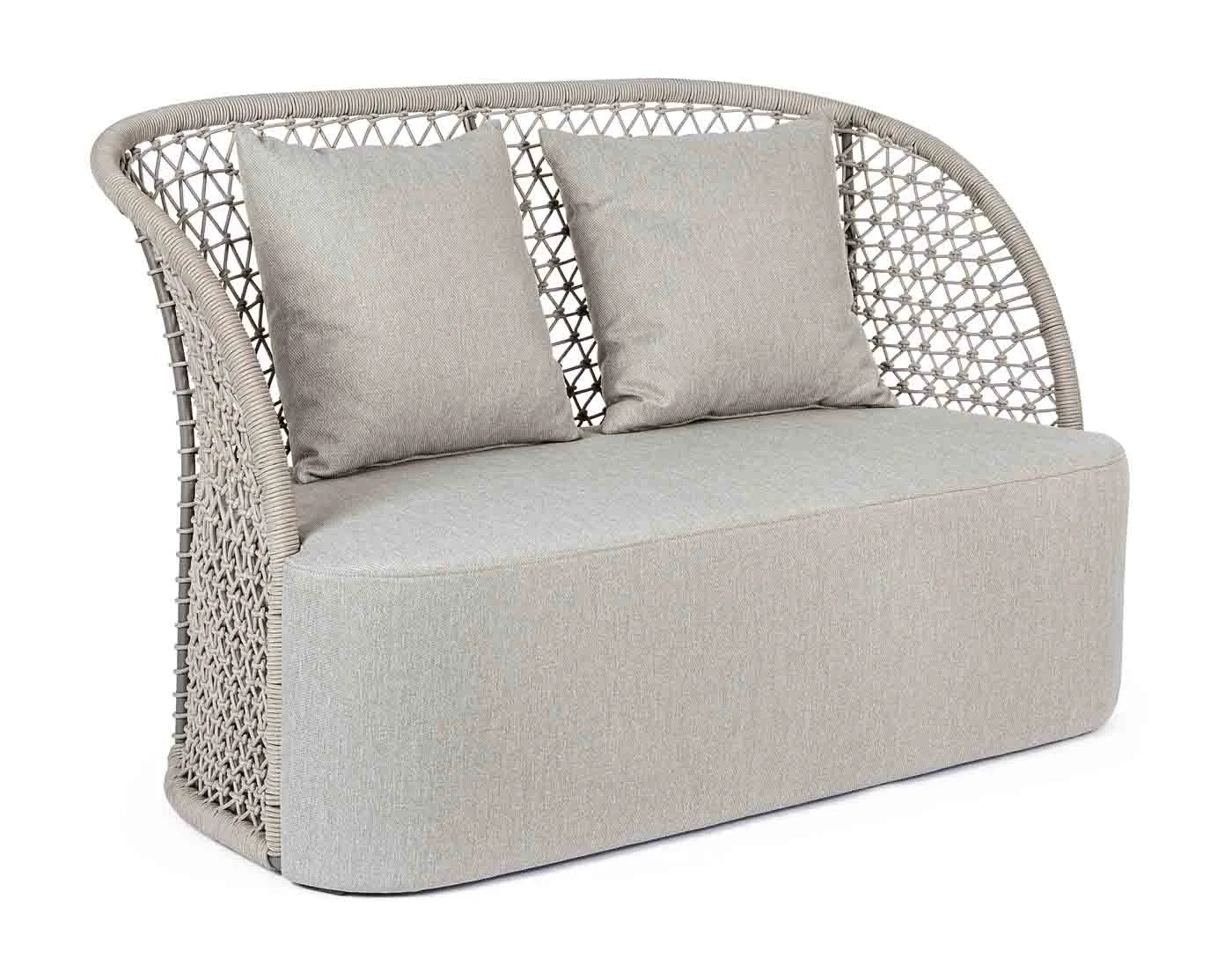 Gartensofa Cuyen aus Aluminium und Olefin-Stoff, modern gepolstert, Sand, inkl. Kissen