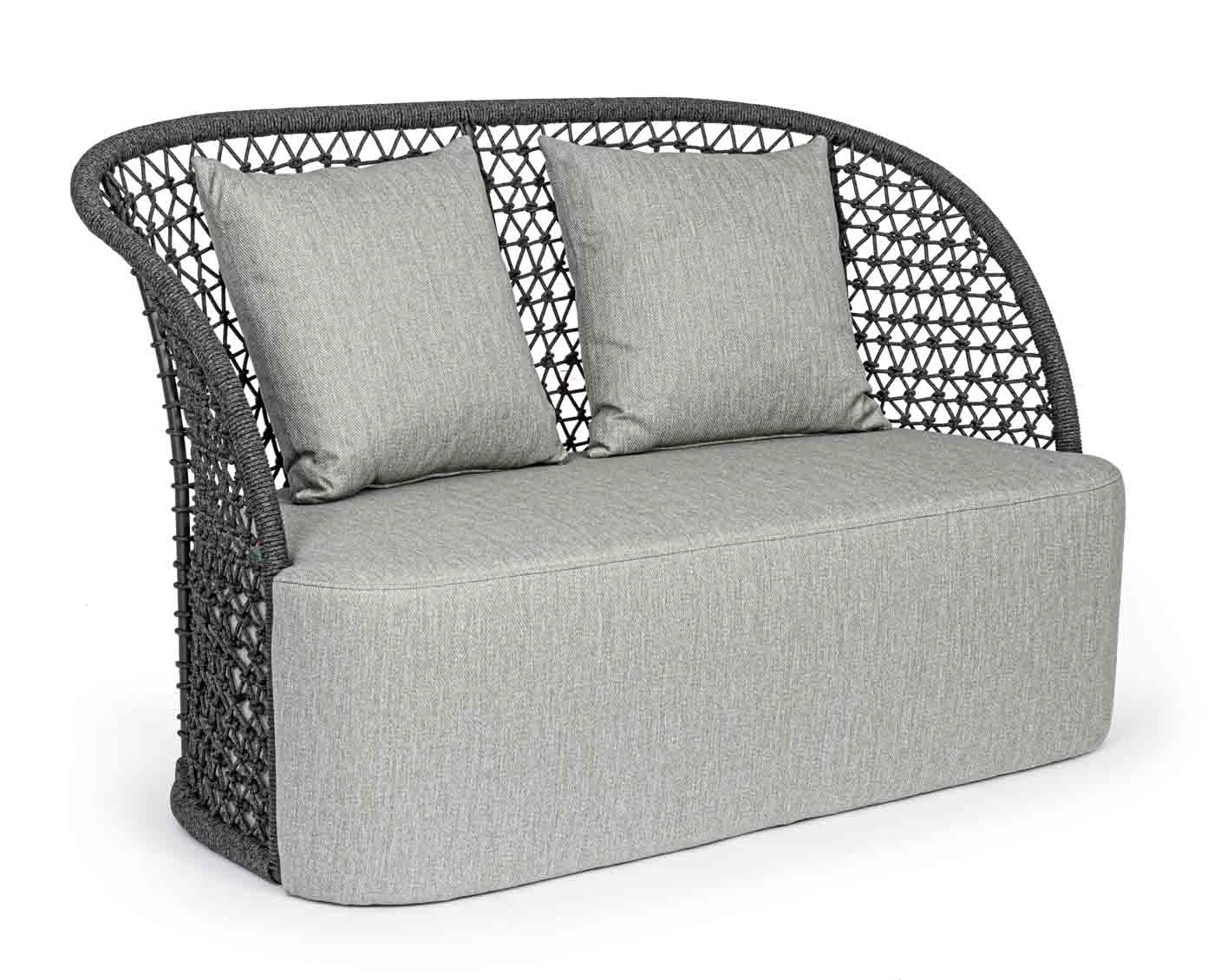 Outdoorsofa Cuyen 2 Sitzer, Aluminiumgestell mit Olefin-Kissen, modern, anthrazit, wetterfest
