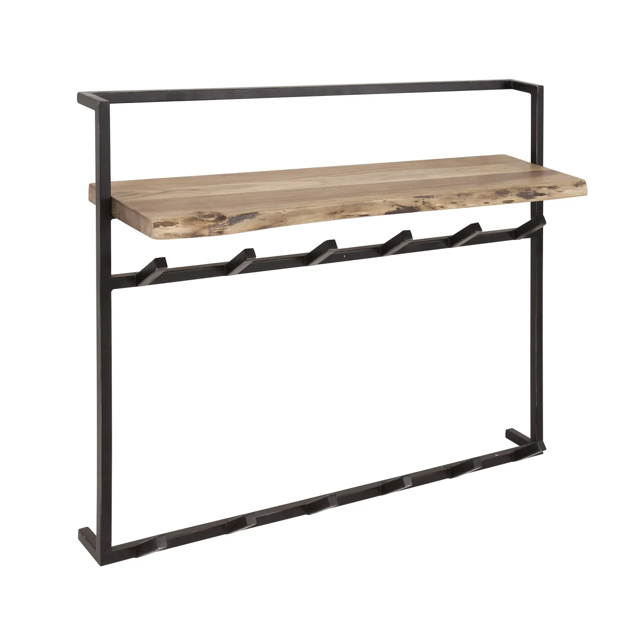 Garderobe Natredja aus massivem Akazienholz, modern, Natur, mit Hutablage und 12 Haken - Feeling4Home