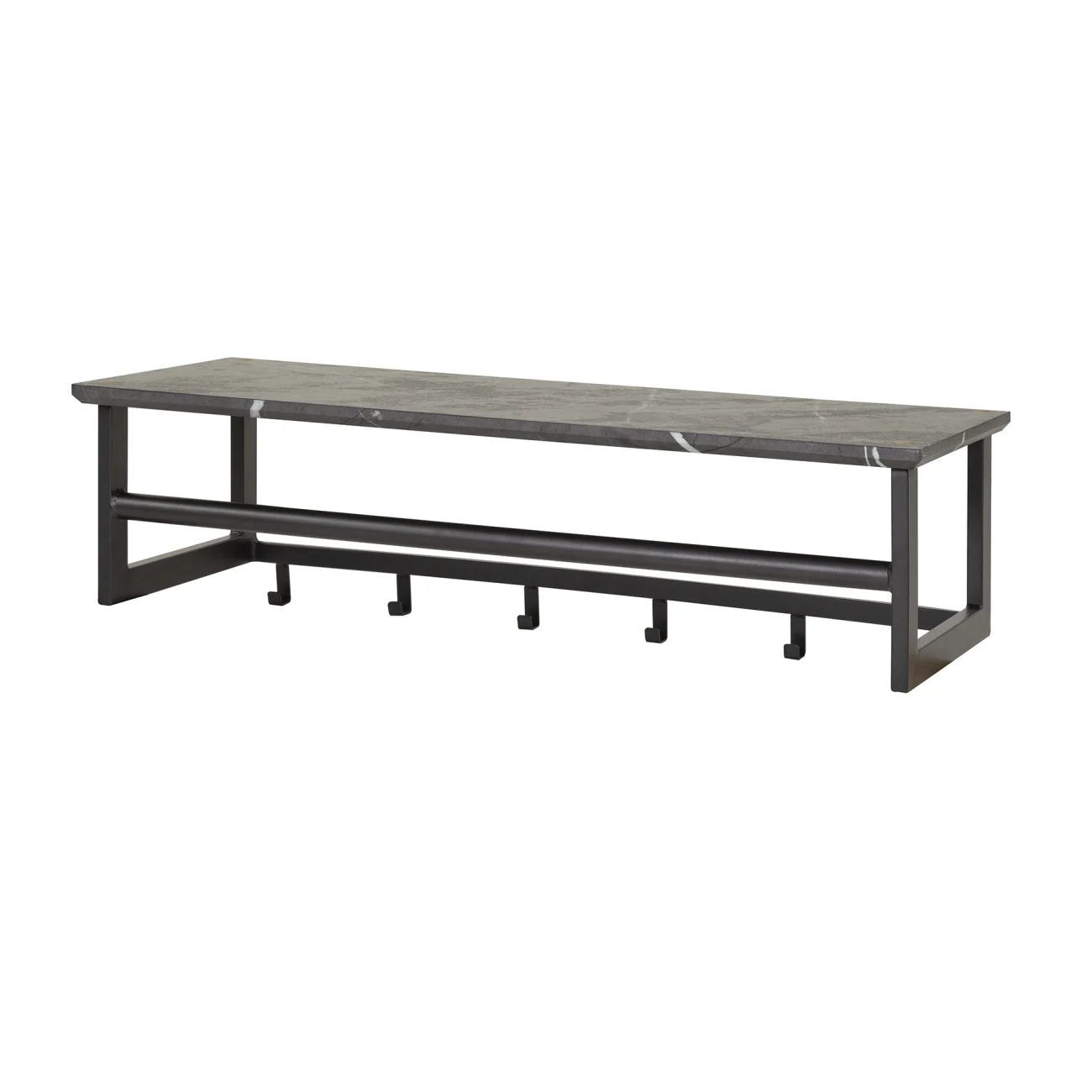 Garderobe Melamik Metall und Melamin, modern mit Keramik-Optik und Hutablage, grau, 6 Haken