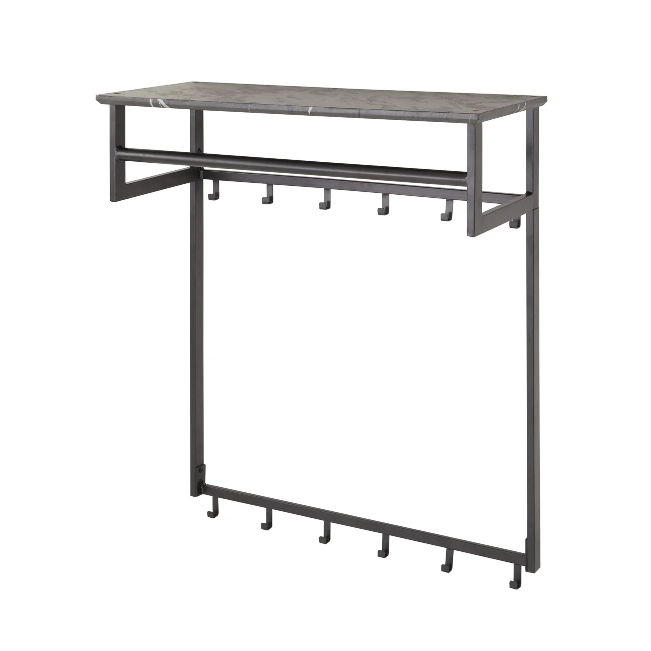 Garderobe Melamik, Metall und Melamin in Keramik-Optik, modern, grau mit Hutablage und 12 Haken