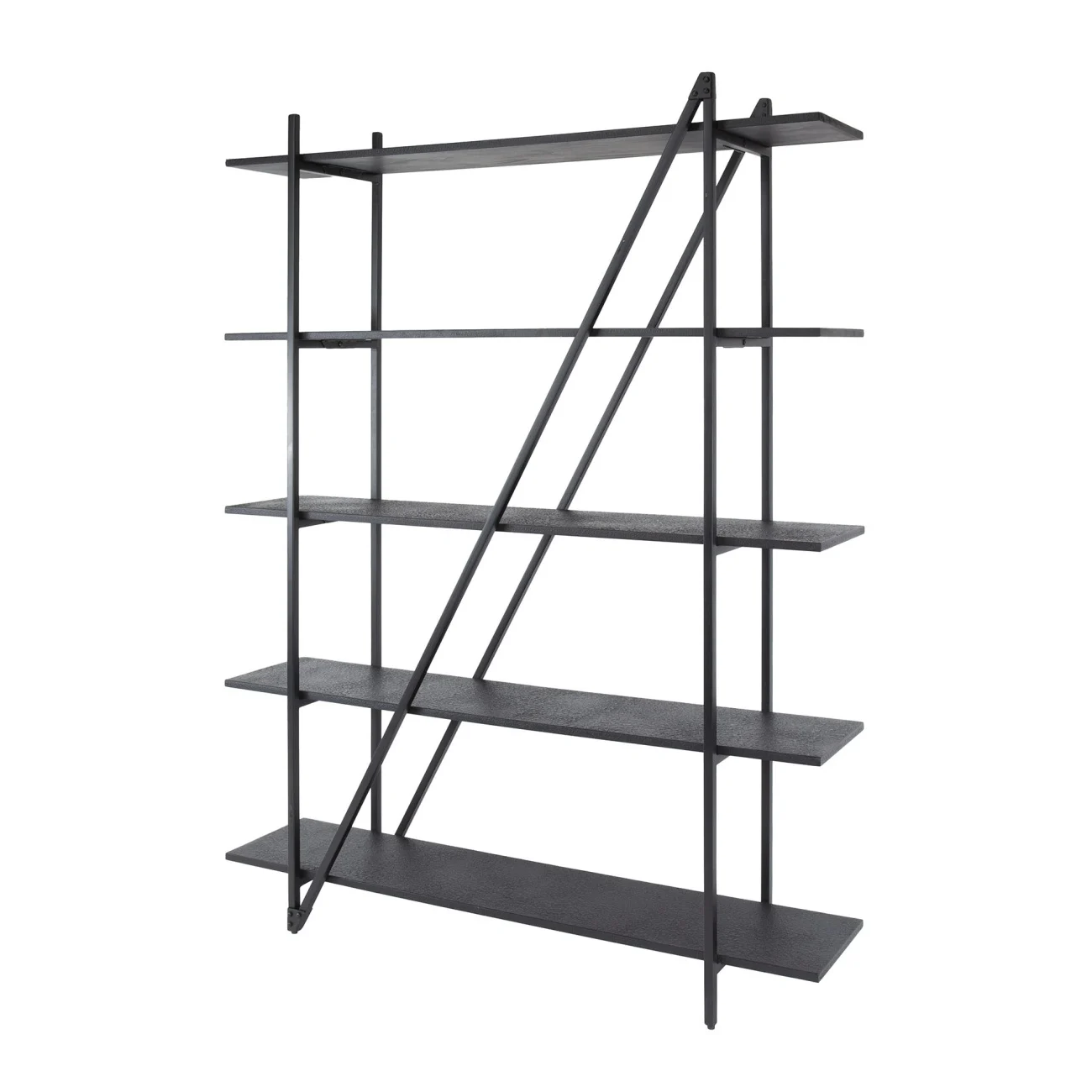 Regal Pouv Metall-Optik, modern und robust mit 5 Böden, dunkelgrau, 140 cm breit