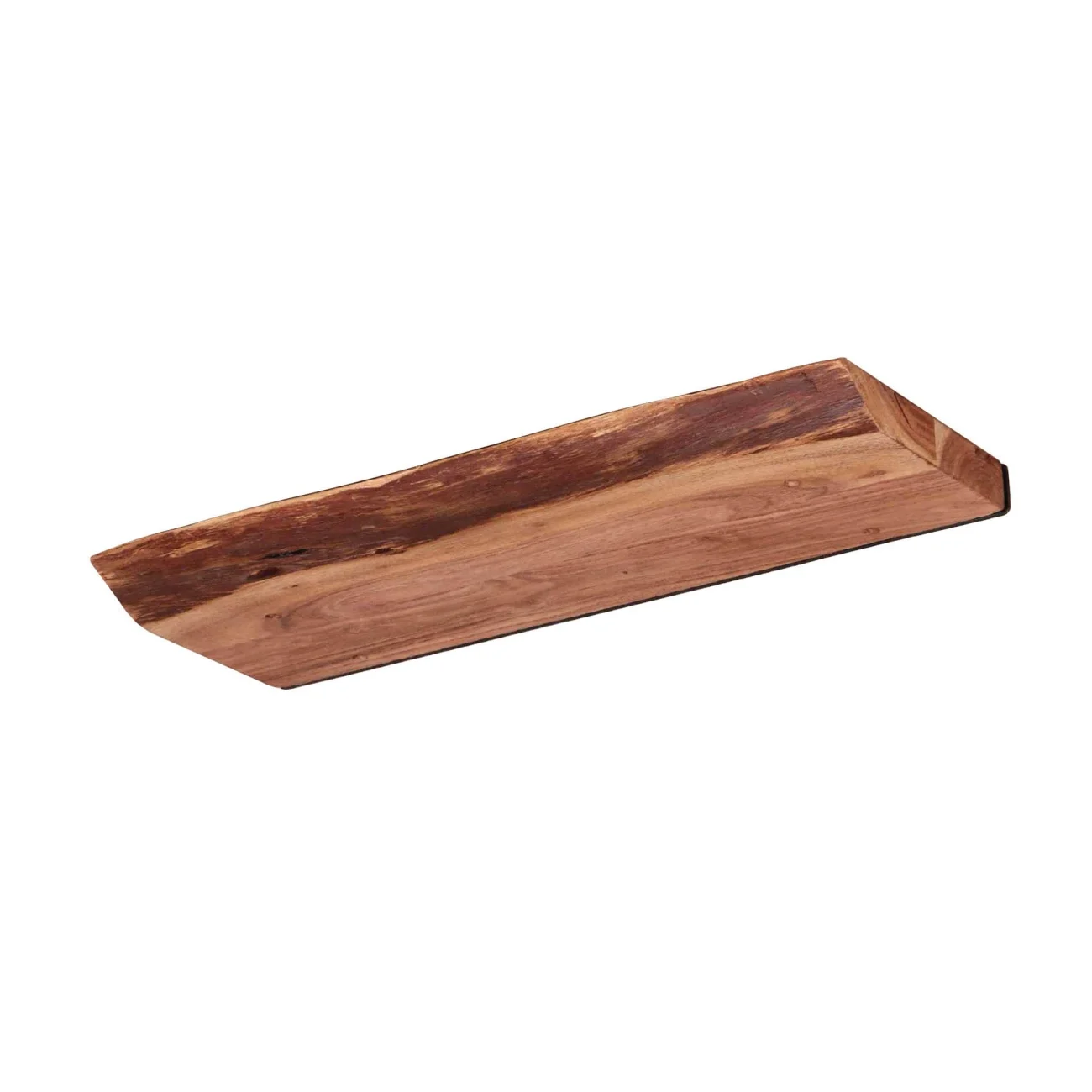 Wandregal Akazienholz massiv, Baumkanten-Design, modern, Natur, 60 cm breit, verdeckte Befestigung