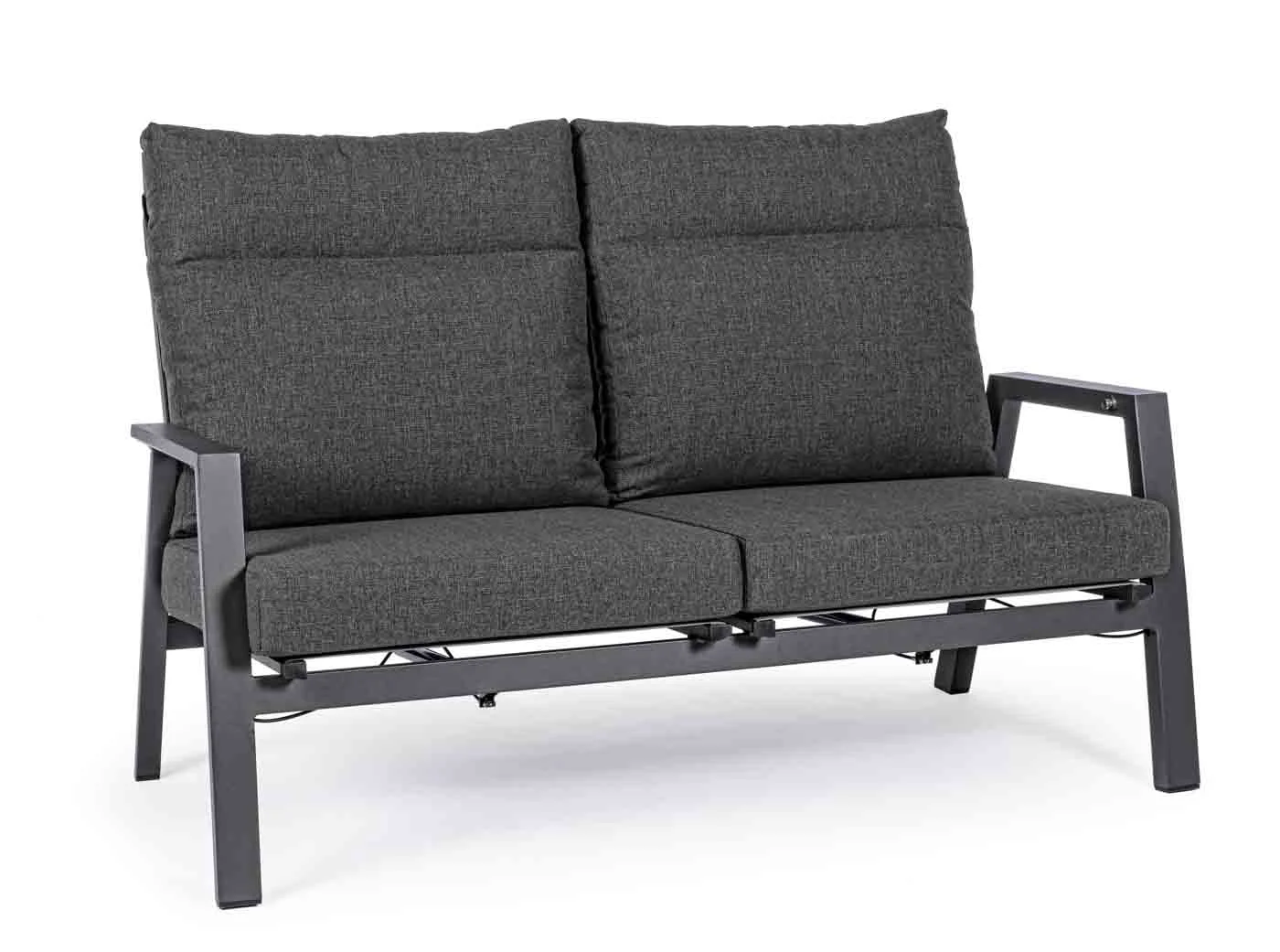 2 Sitzer Sofa Kledi aus Aluminium, modern und verstellbar, anthrazit, für Outdoor, inkl. Kissen - Bizzotto