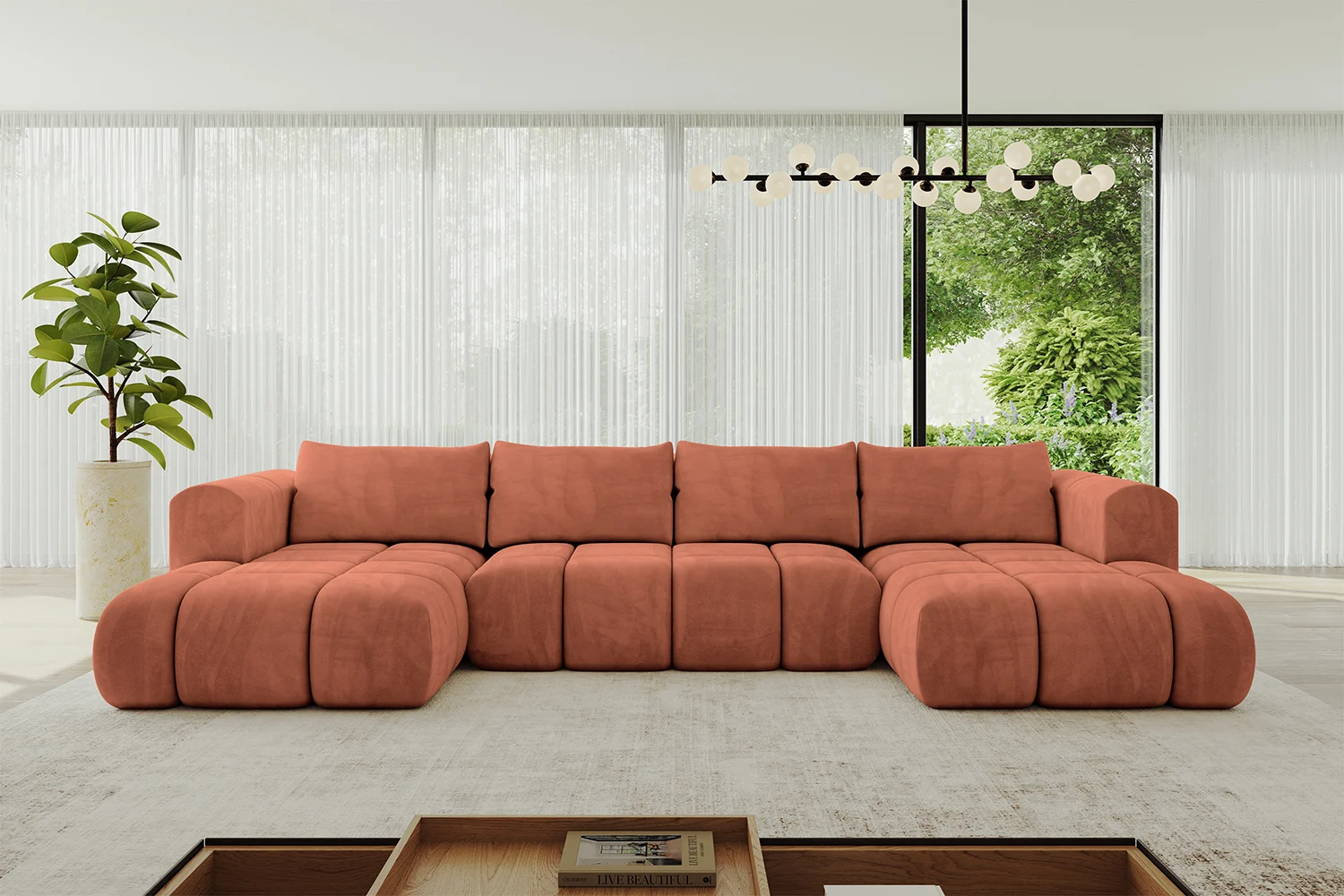 Wohnlandschaft CLOUD-U Apricot - Dream Velvet 202.07