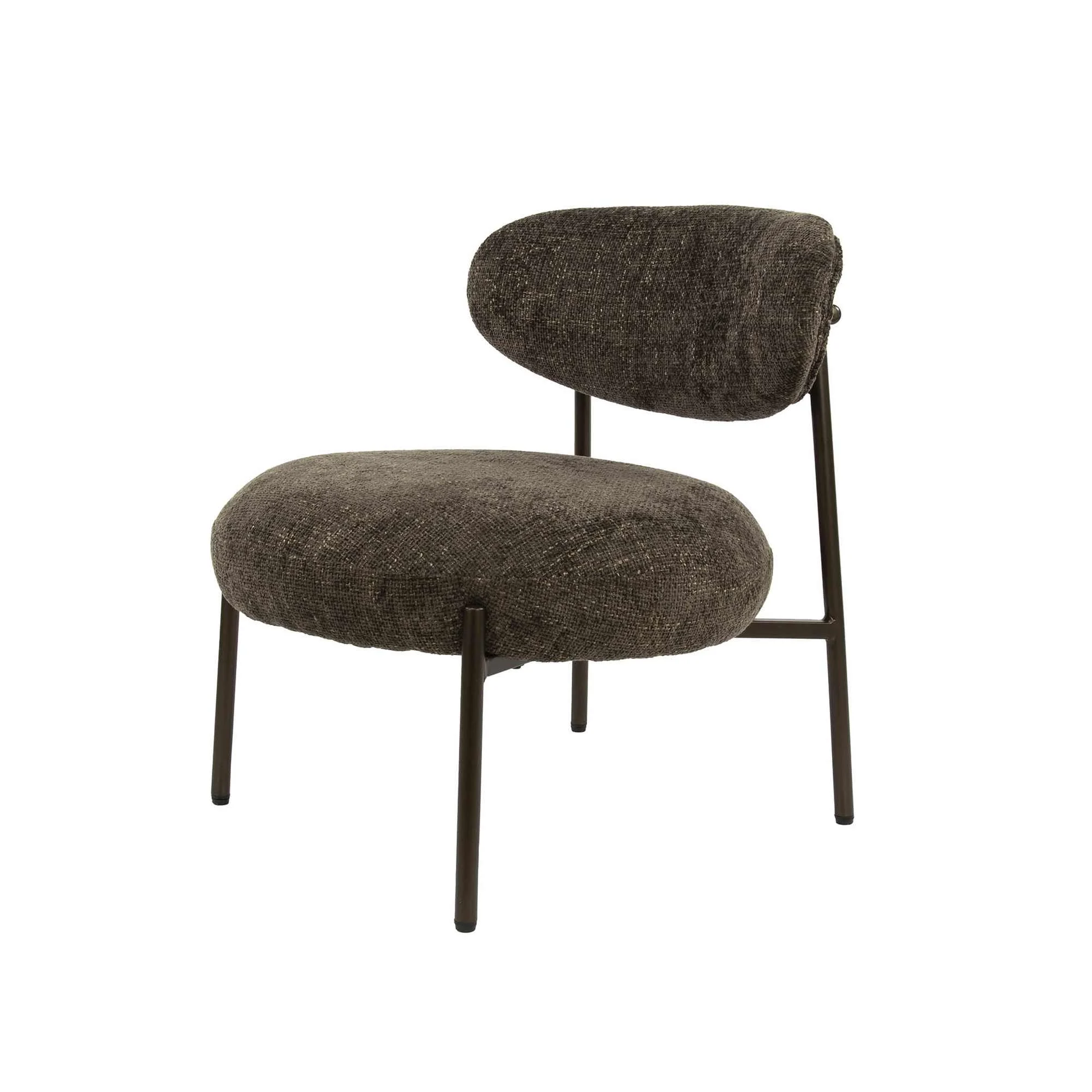 Sessel Velcira Rund aus Webstoff, modern und komfortabel, Braun, weiche Polsterung - Feeling4Home