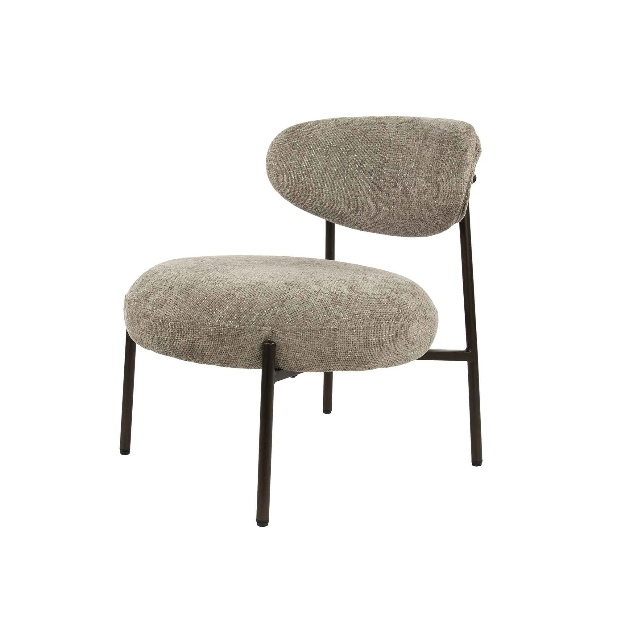 Sessel Velcira Rund, Webstoff weich gepolstert, modern, sandfarben, hoher Sitzkomfort - Feeling4Home