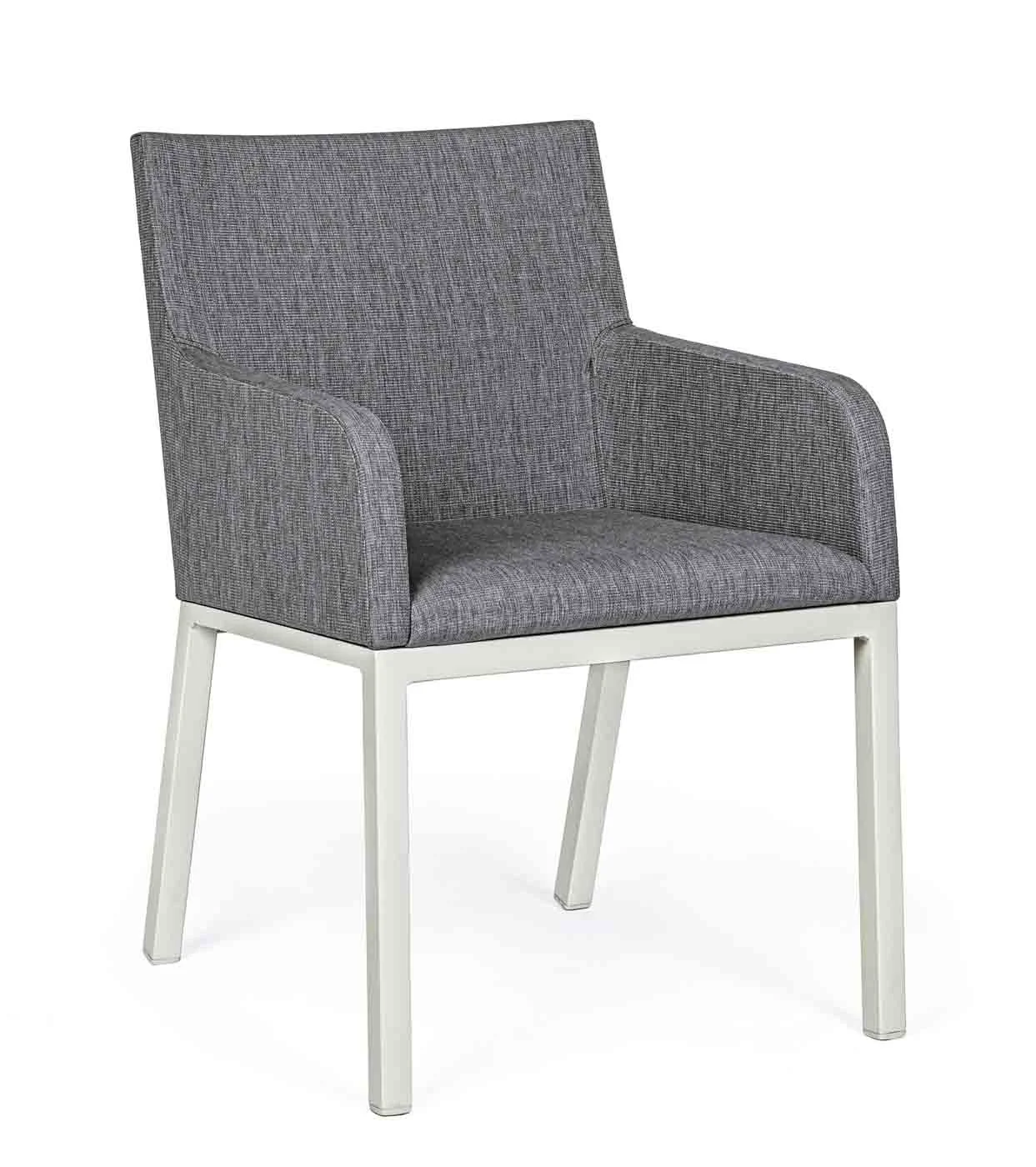 Gartenstuhl Owen mit Armlehne, Outdoor Textilene und Aluminium, klassisch, grau, wetterfest - Bizzotto
