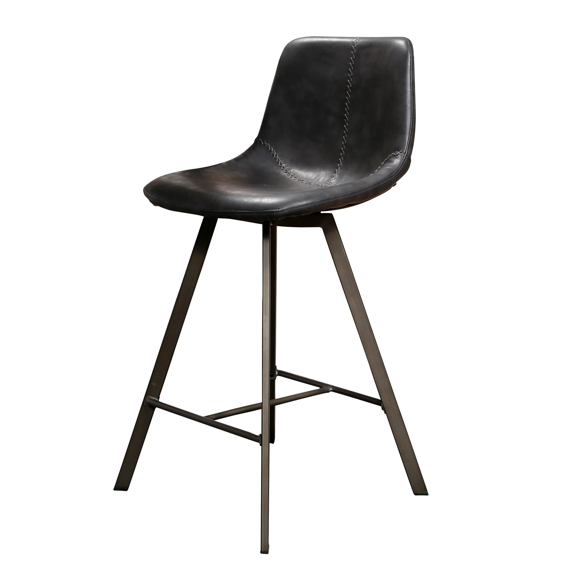 Barhocker 4er-Set Edeostol, Kunstleder mit Lehne, klassisch, Schwarz, gepolstert, Metallgestell