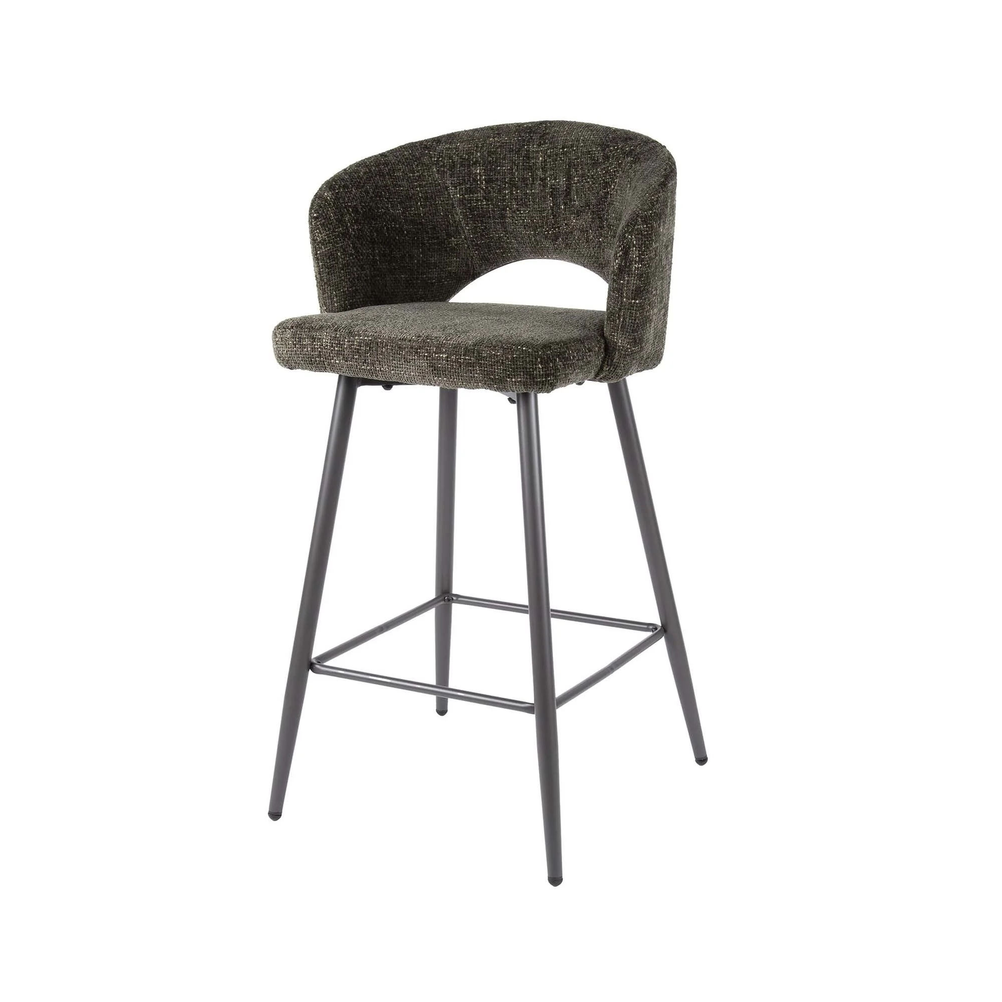 Barhocker 2er-Set Boulse, Webstoff mit Armlehne, modern, braun, bequem gepolstert, Metallgestell
