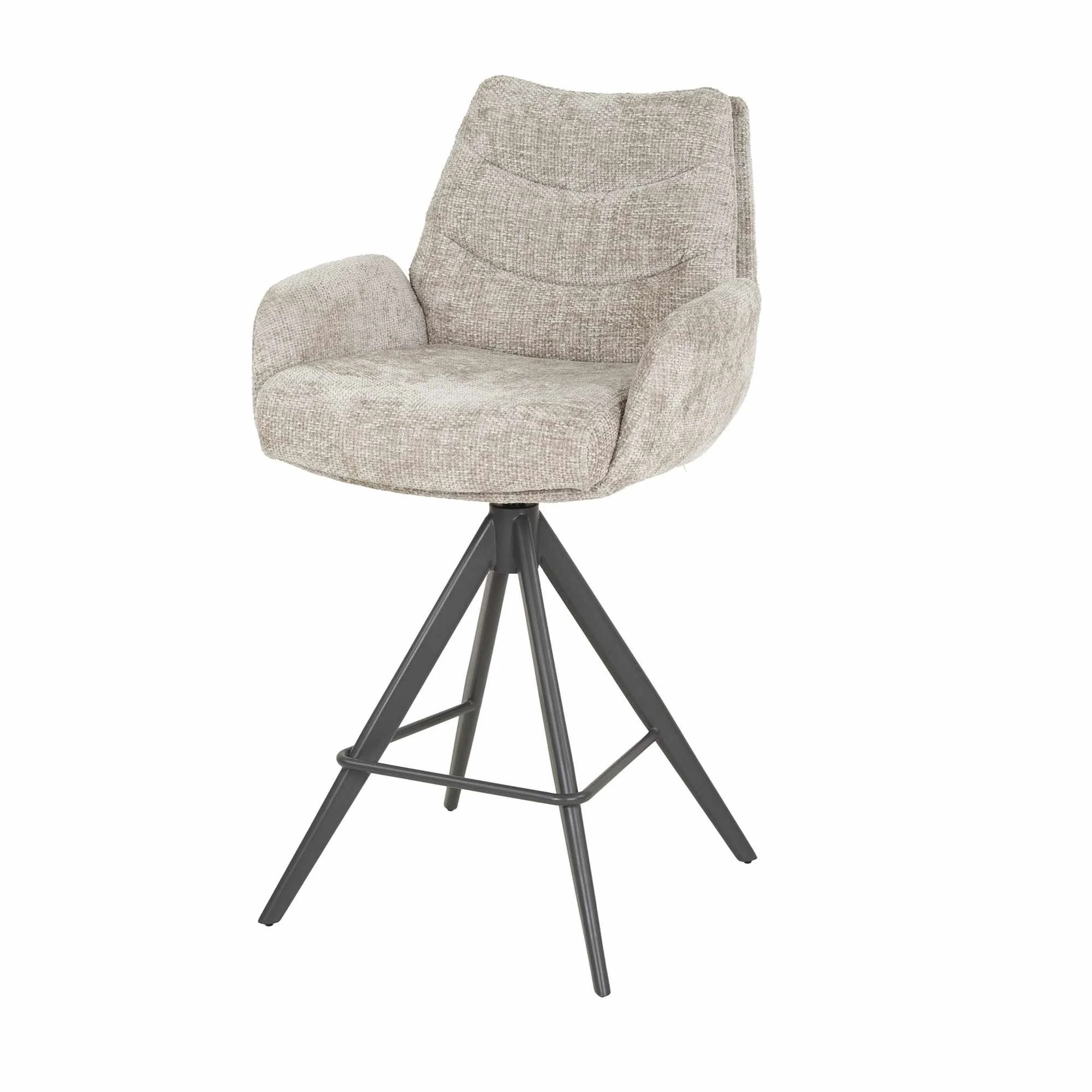 Barhocker 2er-Set Riloure, Webstoff mit Armlehne, modern drehbar, sand, hoher Sitzkomfort