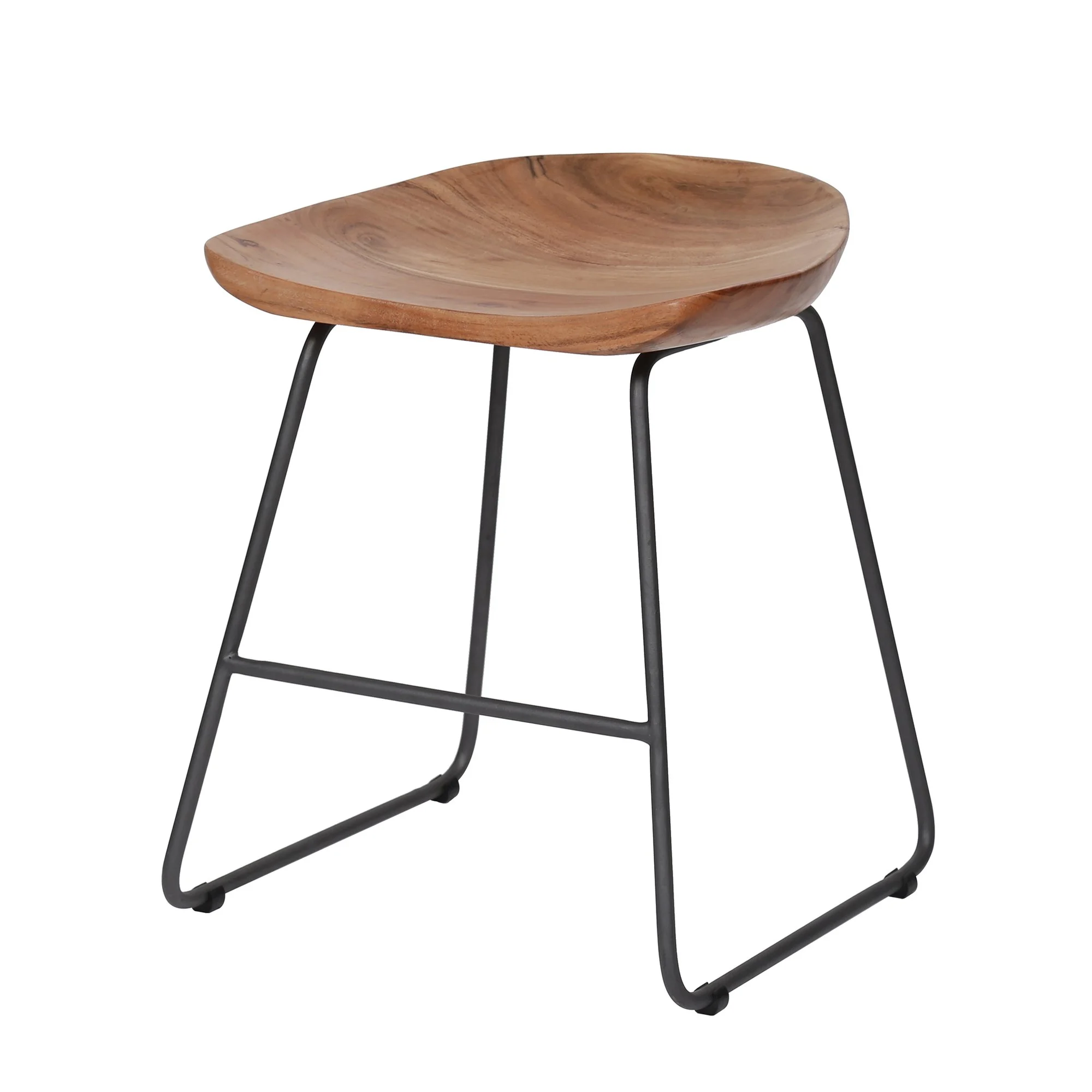 Sitzhocker Ergacian 2er-Set Akazienholz, klassisch, Natur, mit stabilem Metallgestell